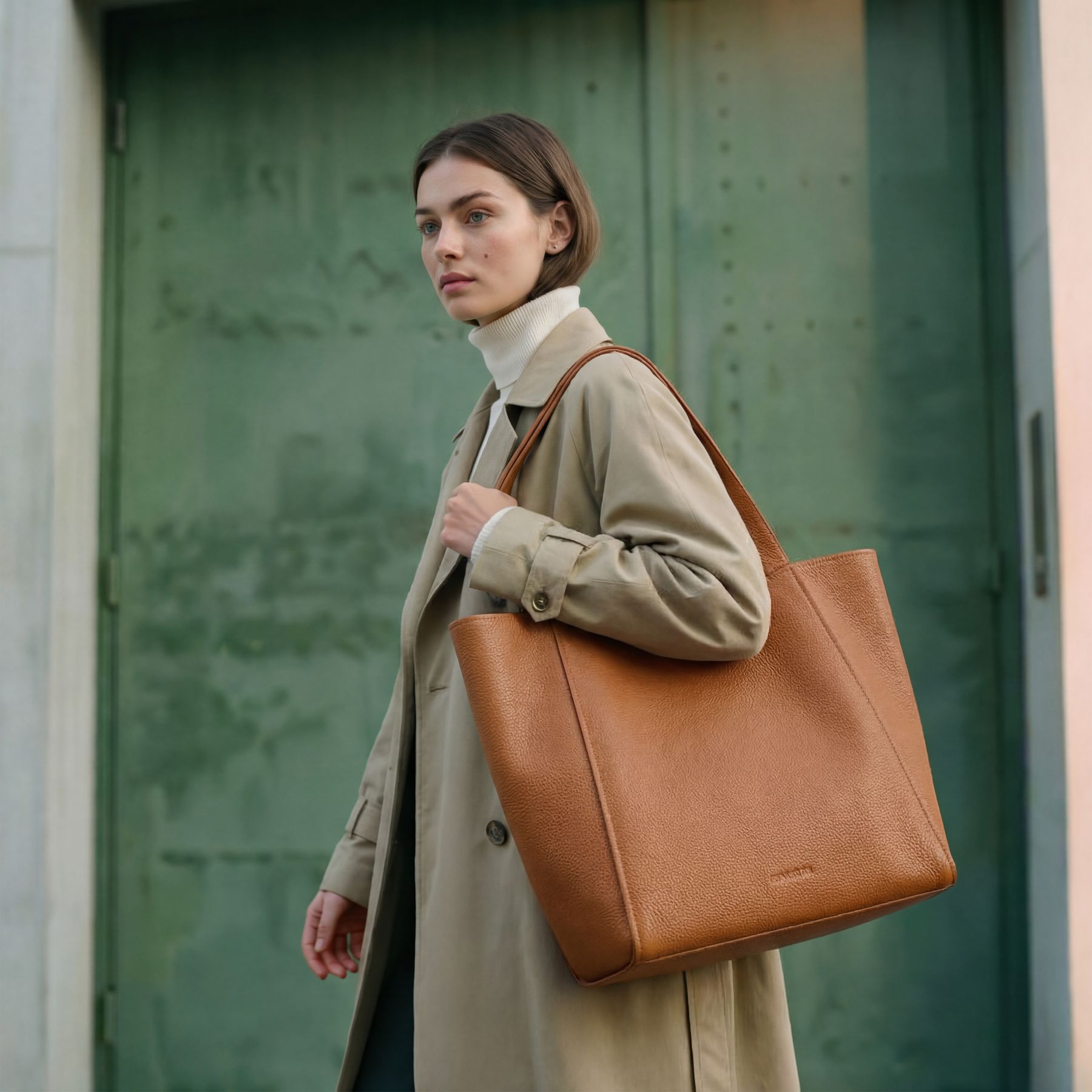 Shopper leren LINN handvat tas