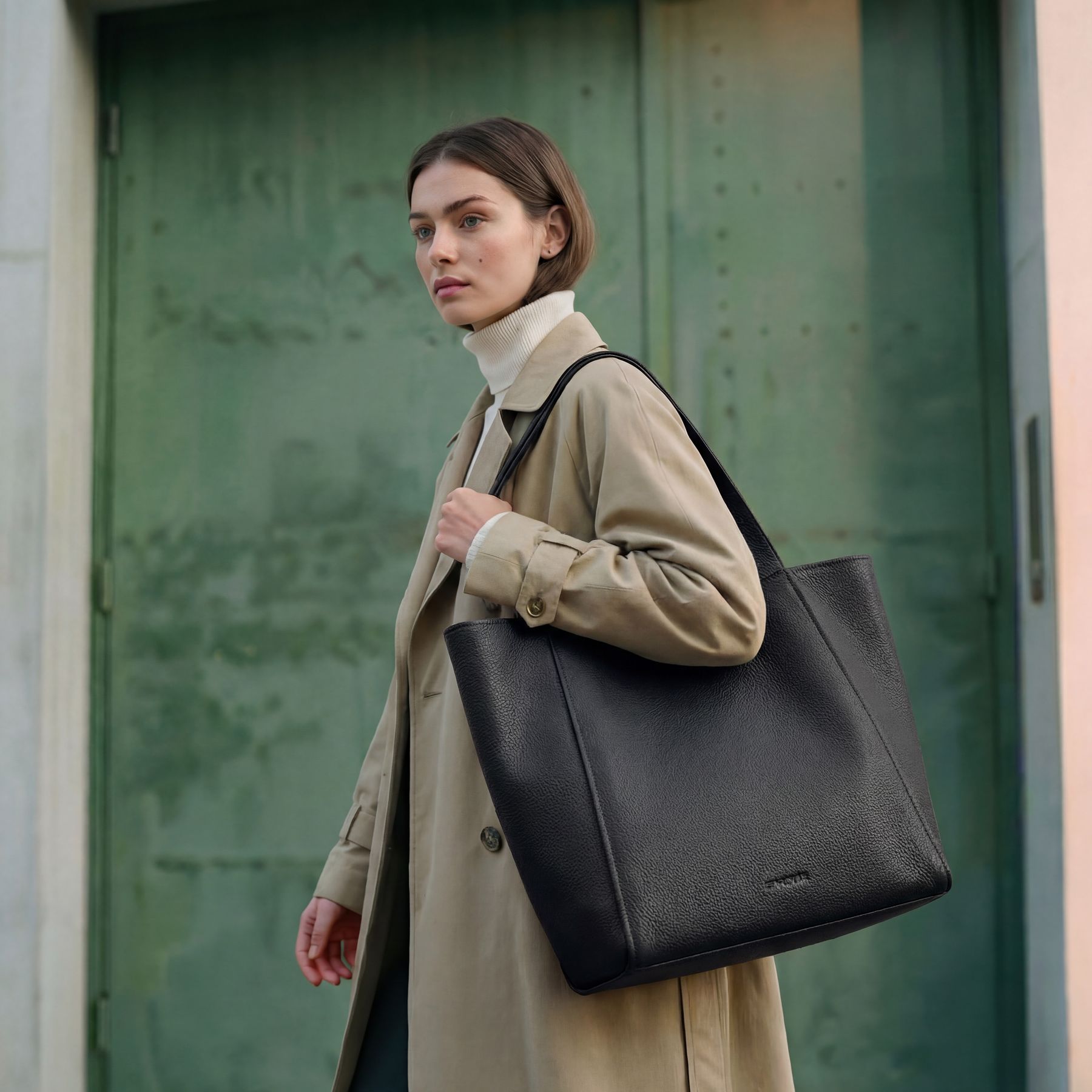 Shopper leren LINN handvat tas