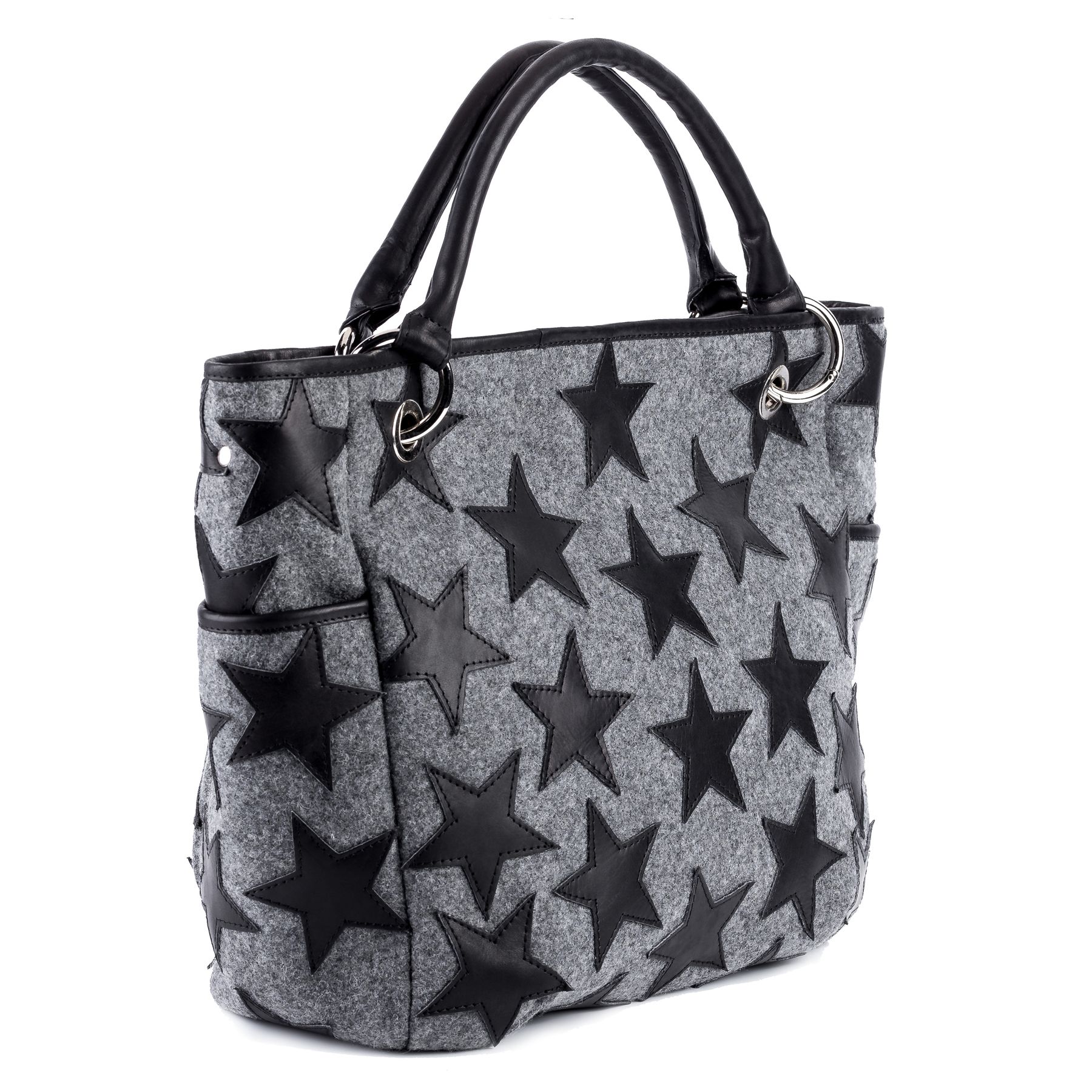 FEYNSINN BERLIN Schultertasche Leder STARS felt-schwarz 15396