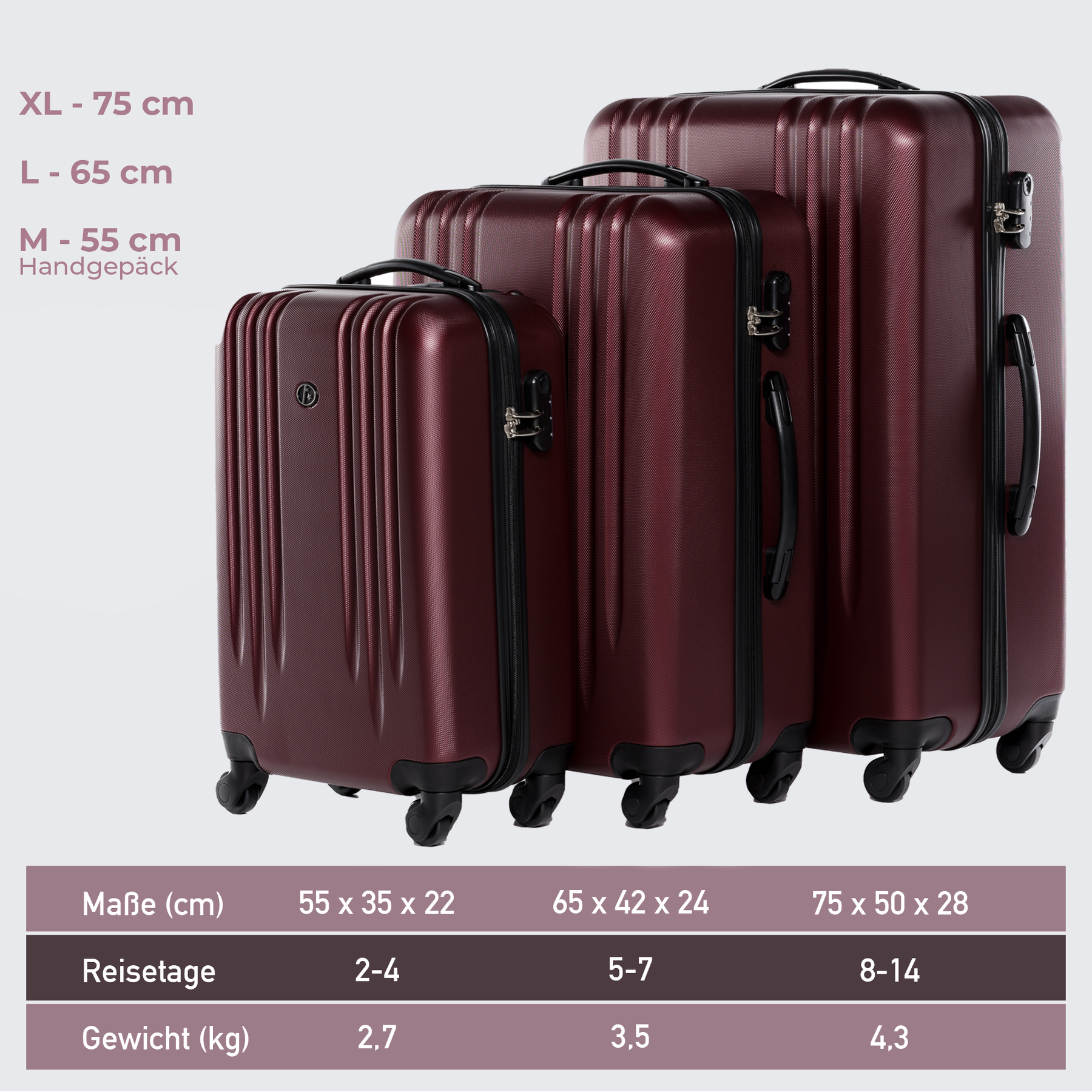 FERGÉ Kofferset 3-teilig Marseille gelb 3er Trolley Set 47143