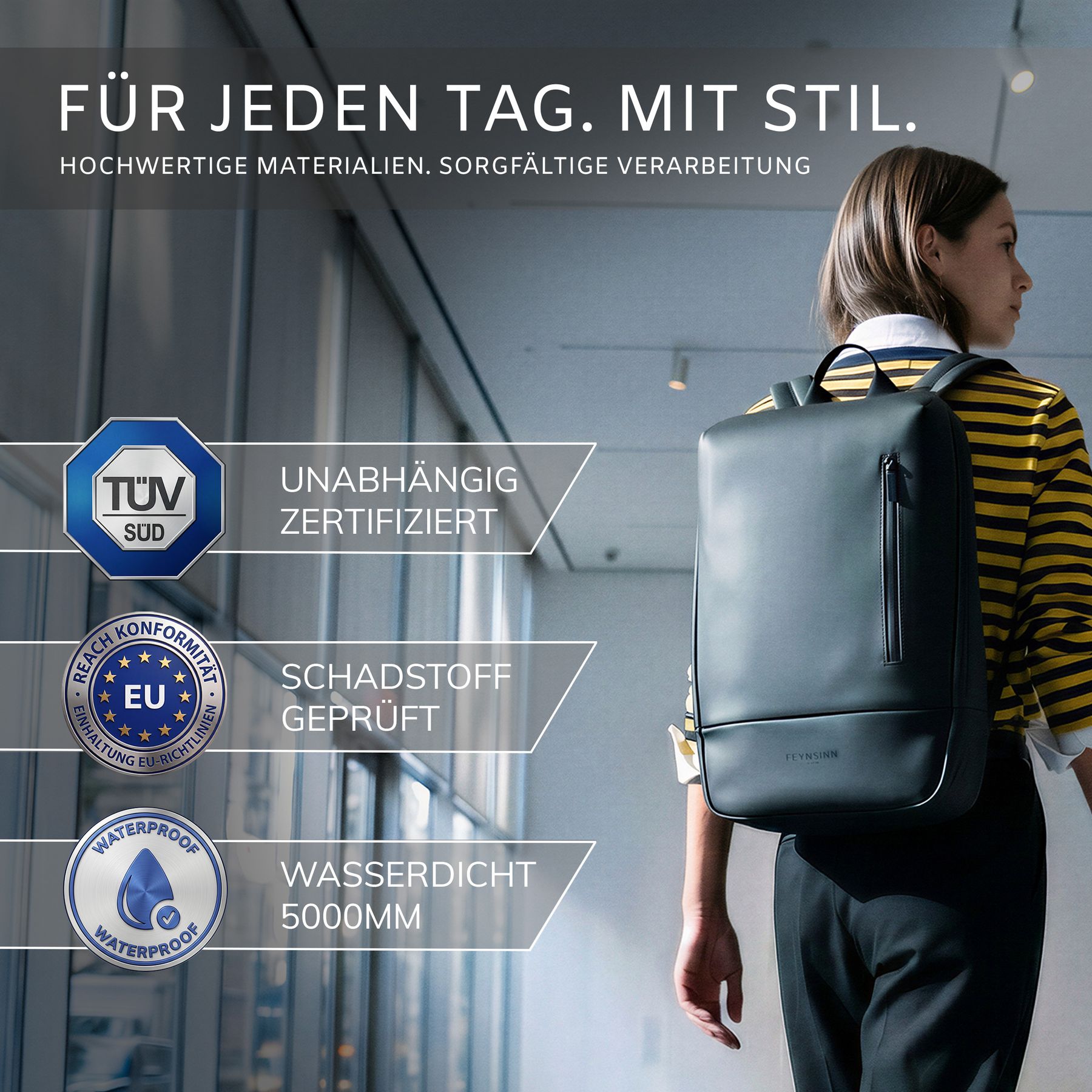 FEYNSINN Rucksack schwarz urban