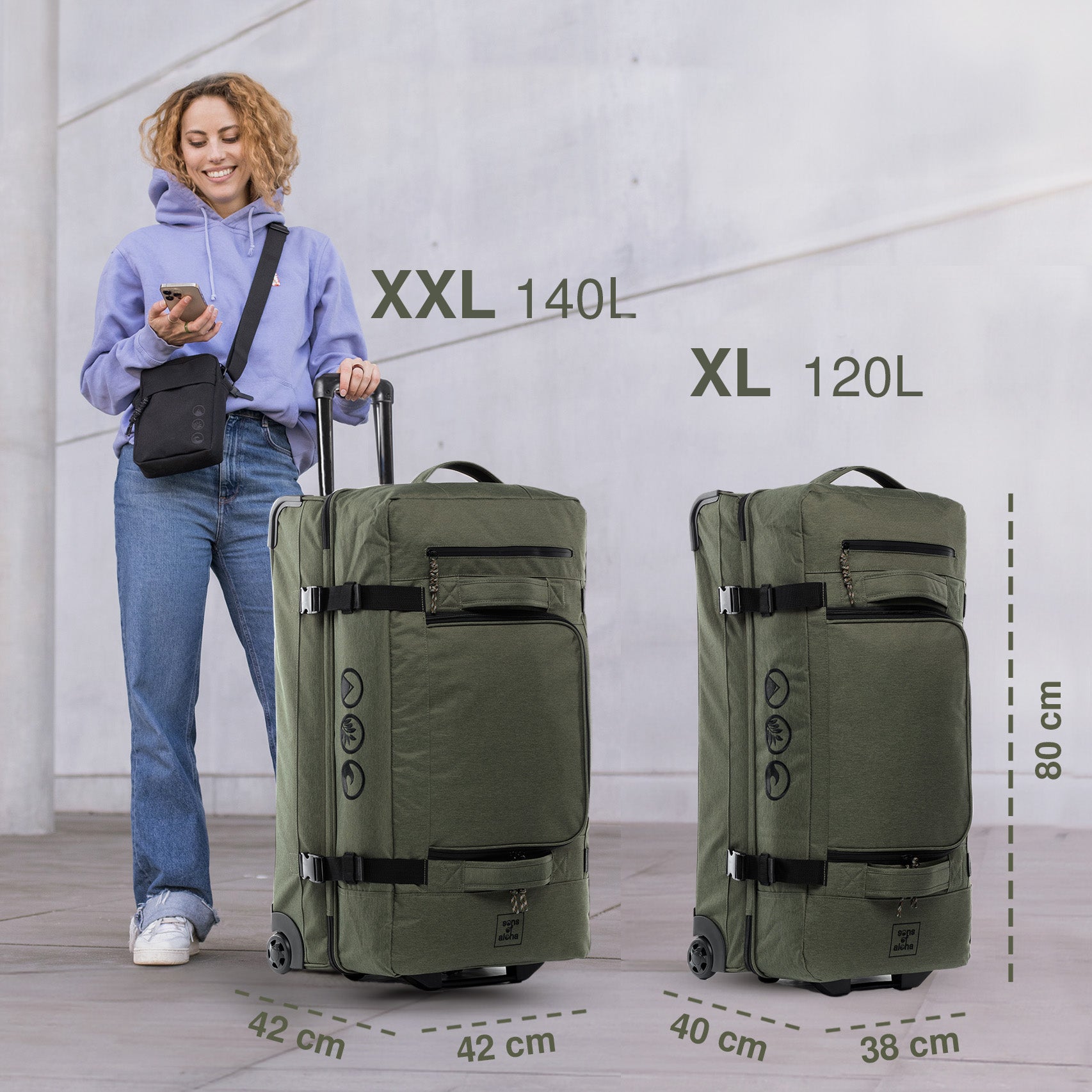 Reisetasche mit 2 Rollen KANE Duffel-Trolley XXL 140 L Rollkoffer 21