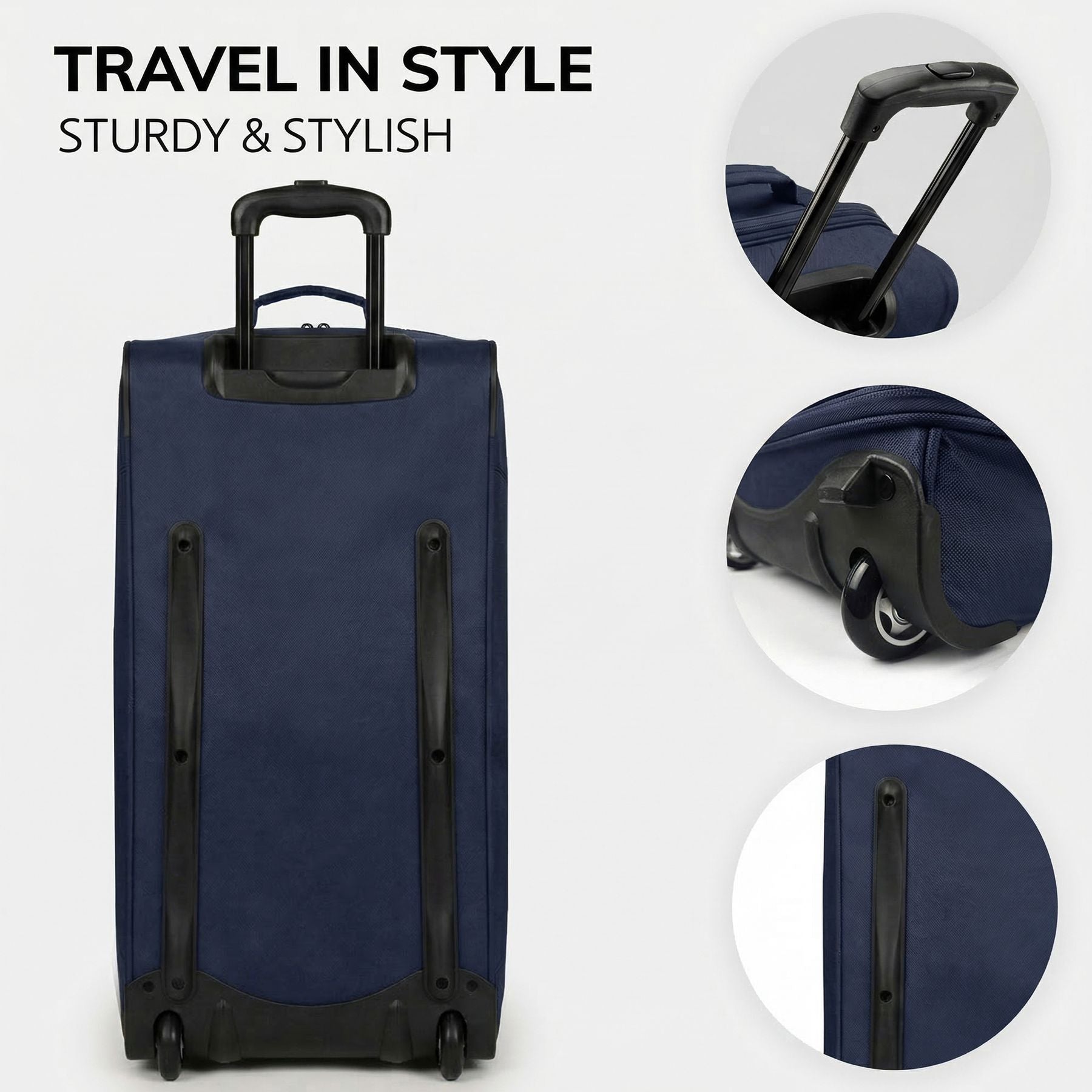 Erweiterbare Reisetasche Handgepäck mit Rollen PARIS blau-gelb