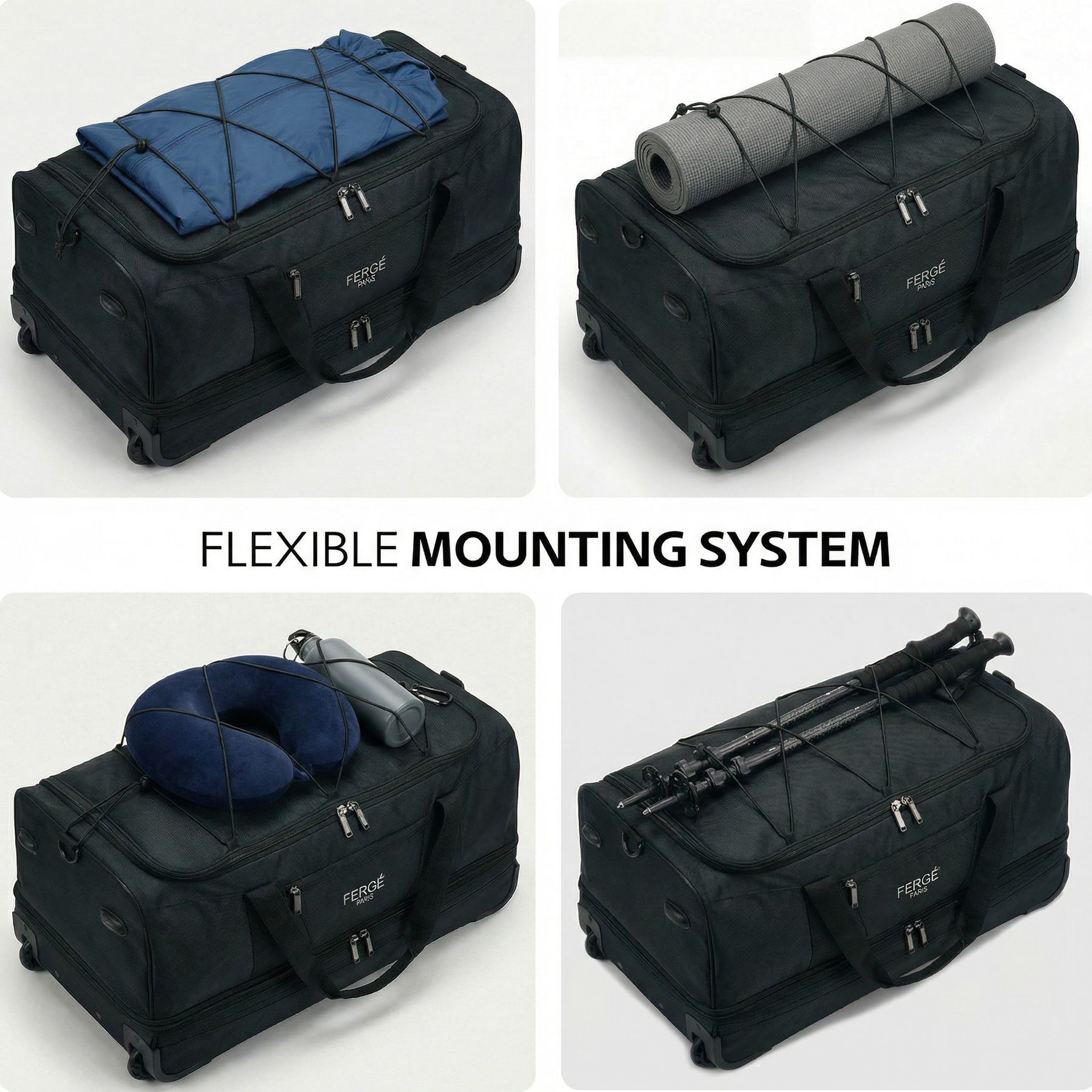 Erweiterbare Reisetasche mit Rollen PARIS schwarz