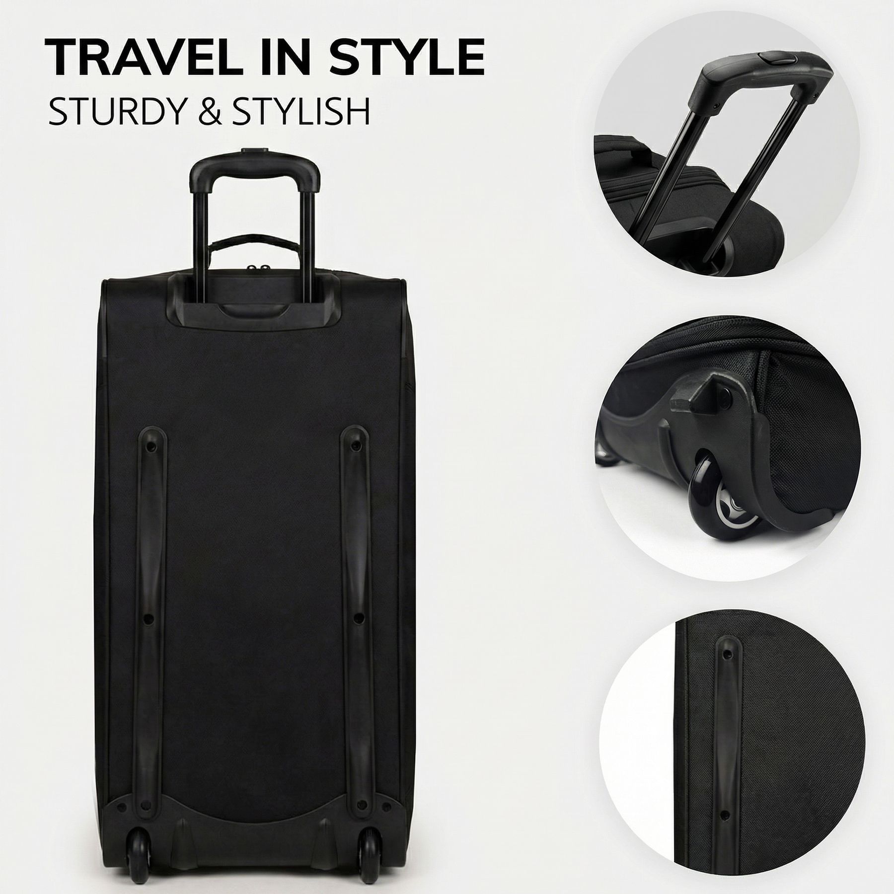 Erweiterbare Reisetasche mit Rollen PARIS schwarz