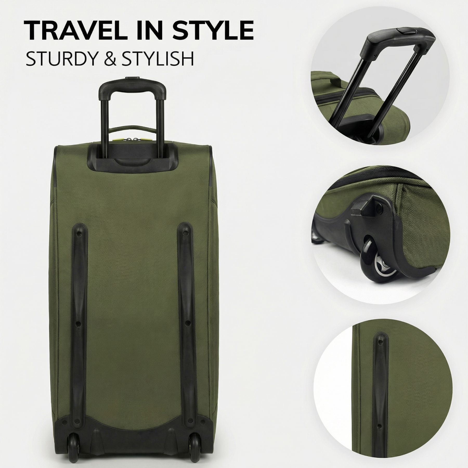 Erweiterbare Reisetasche mit Rollen PARIS olive-gelb