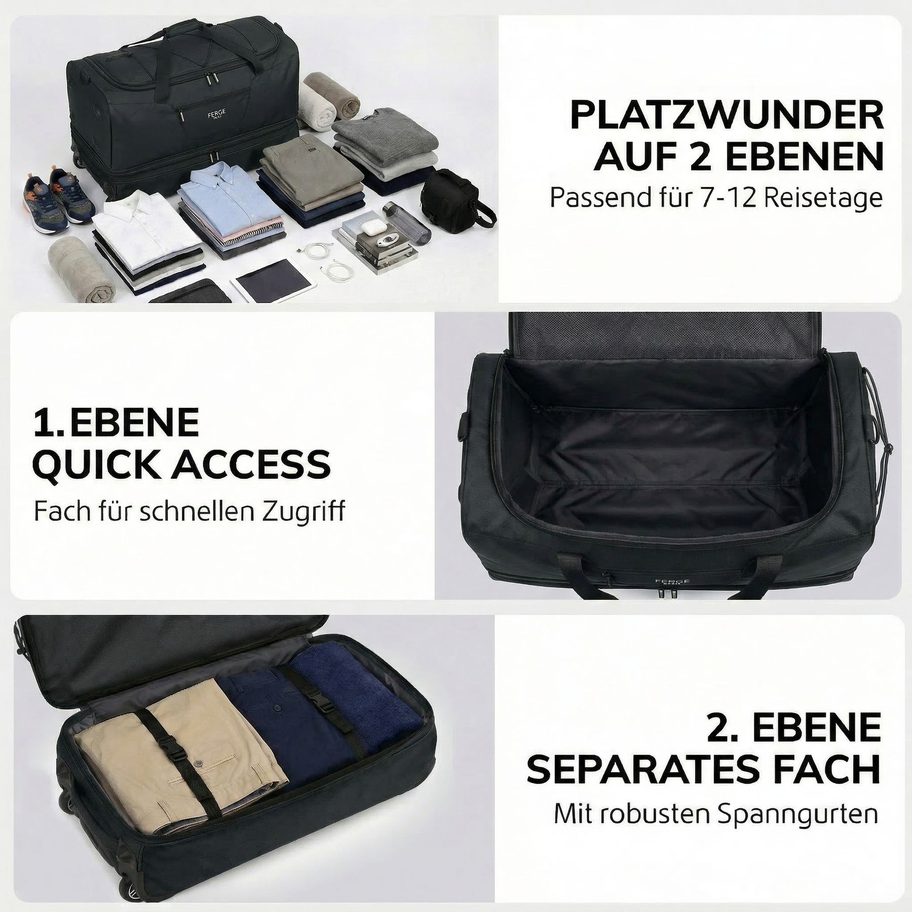 Erweiterbare Reisetasche mit Rollen PARIS