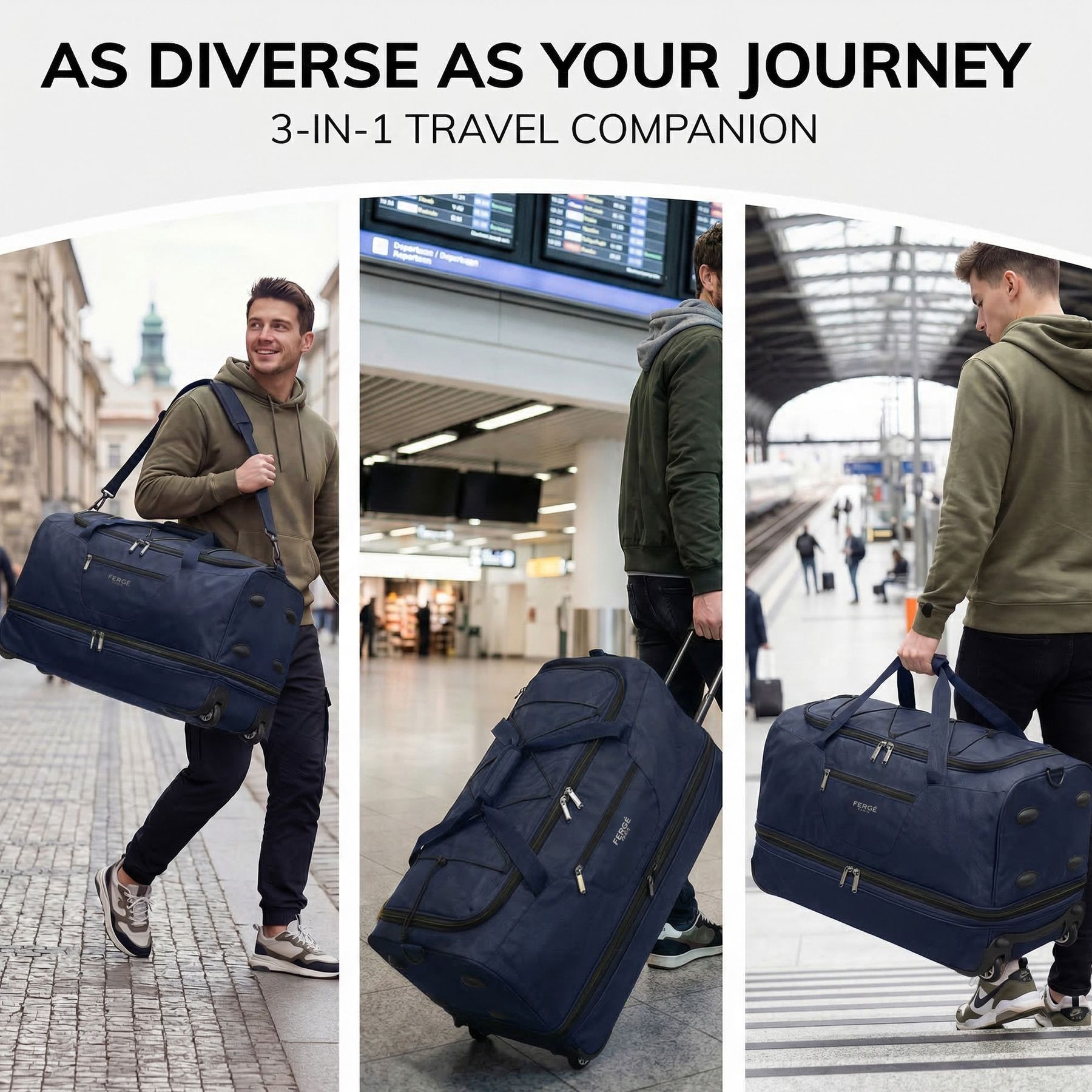 Erweiterbare Reisetasche mit Rollen PARIS blau