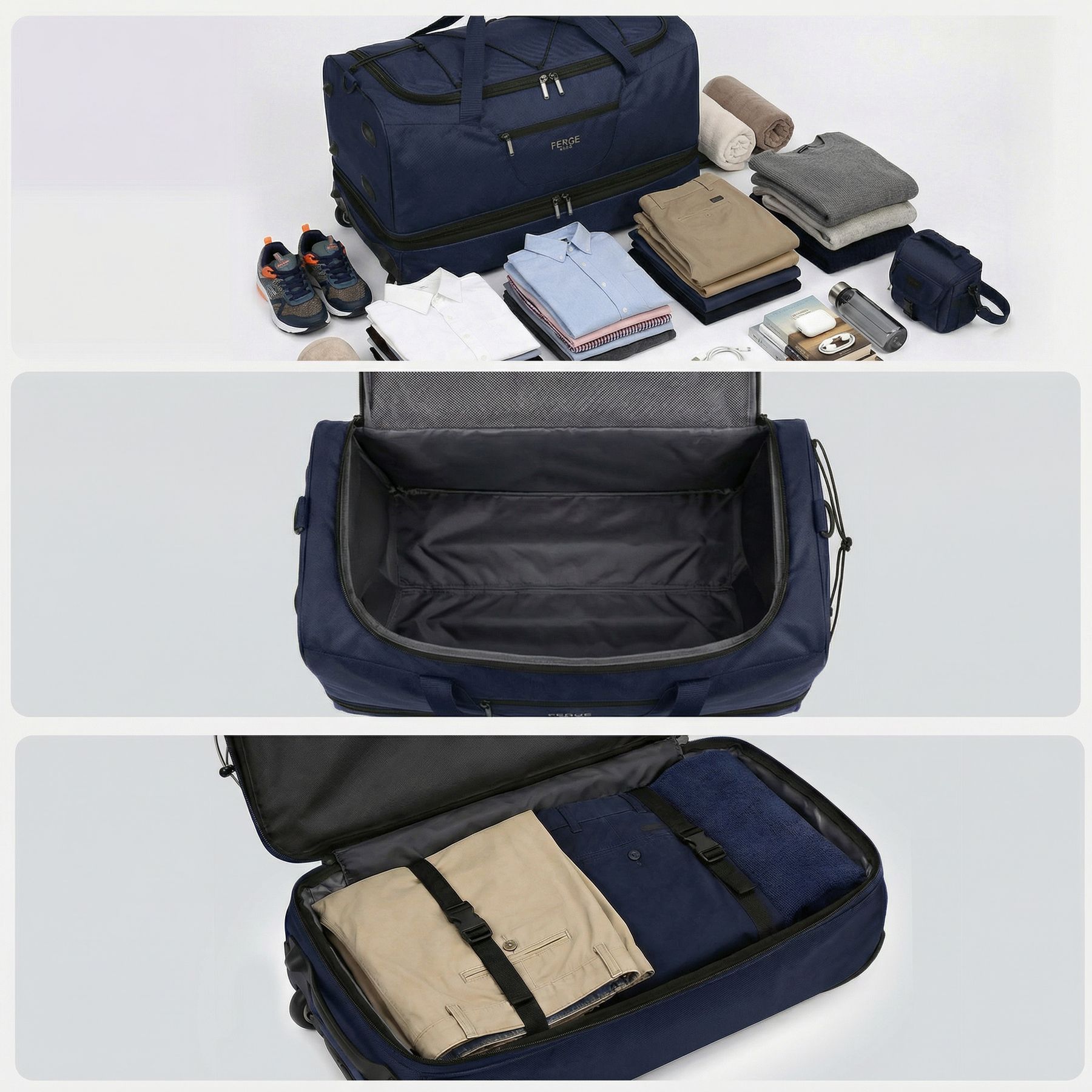 Erweiterbare Reisetasche mit Rollen PARIS blau