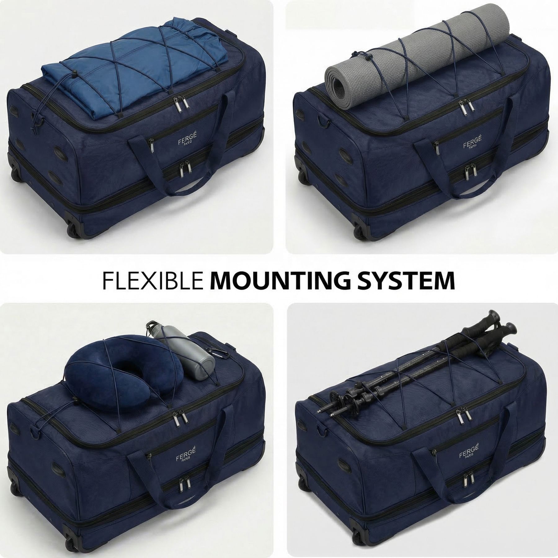 Erweiterbare Reisetasche Handgepäck mit Rollen PARIS blau