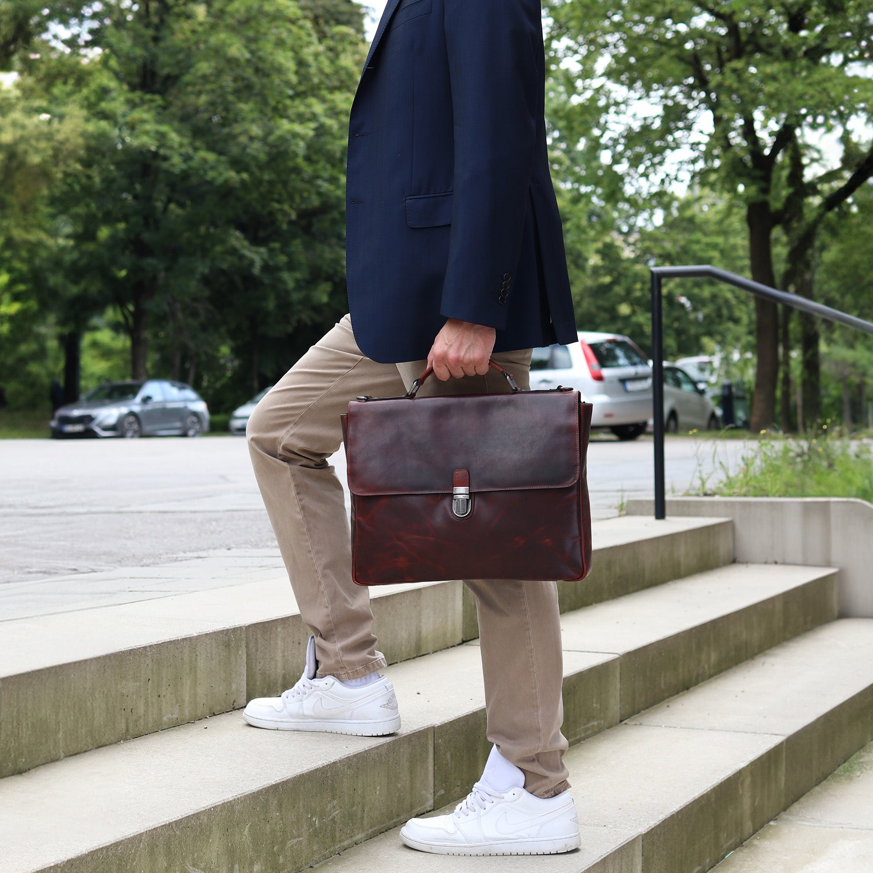 SID & VAIN Arbeitstasche Leder ADRIAN dunkelbraun 2