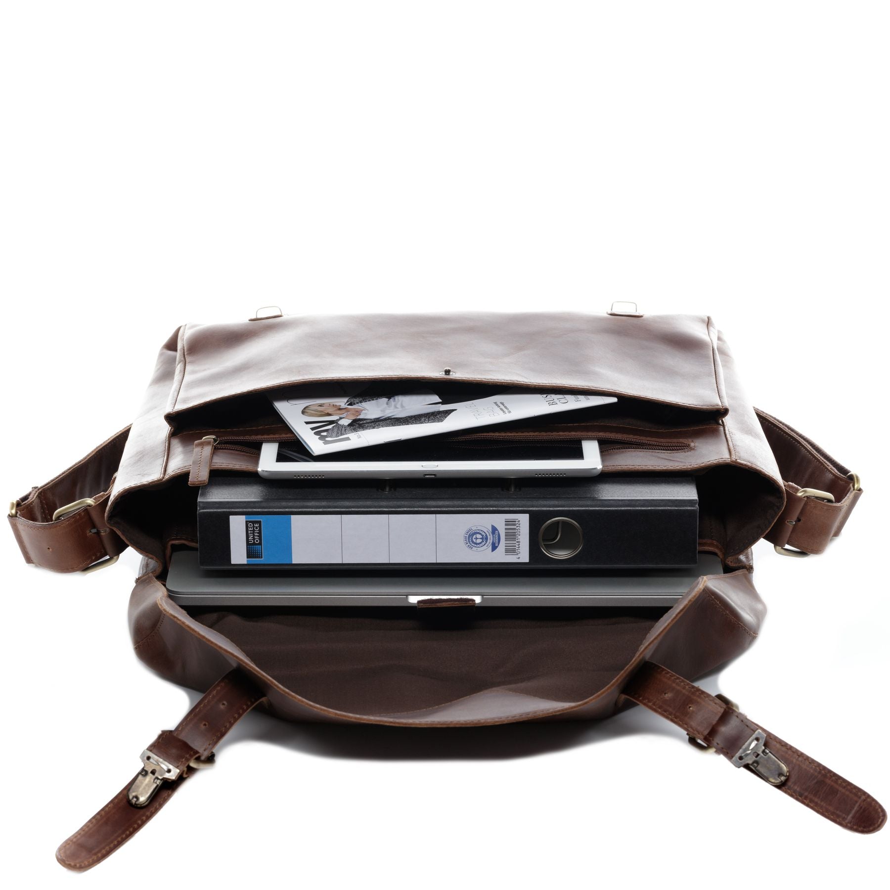 SID & VAIN Aktentasche Leder XL ETON braun-cognac 19725