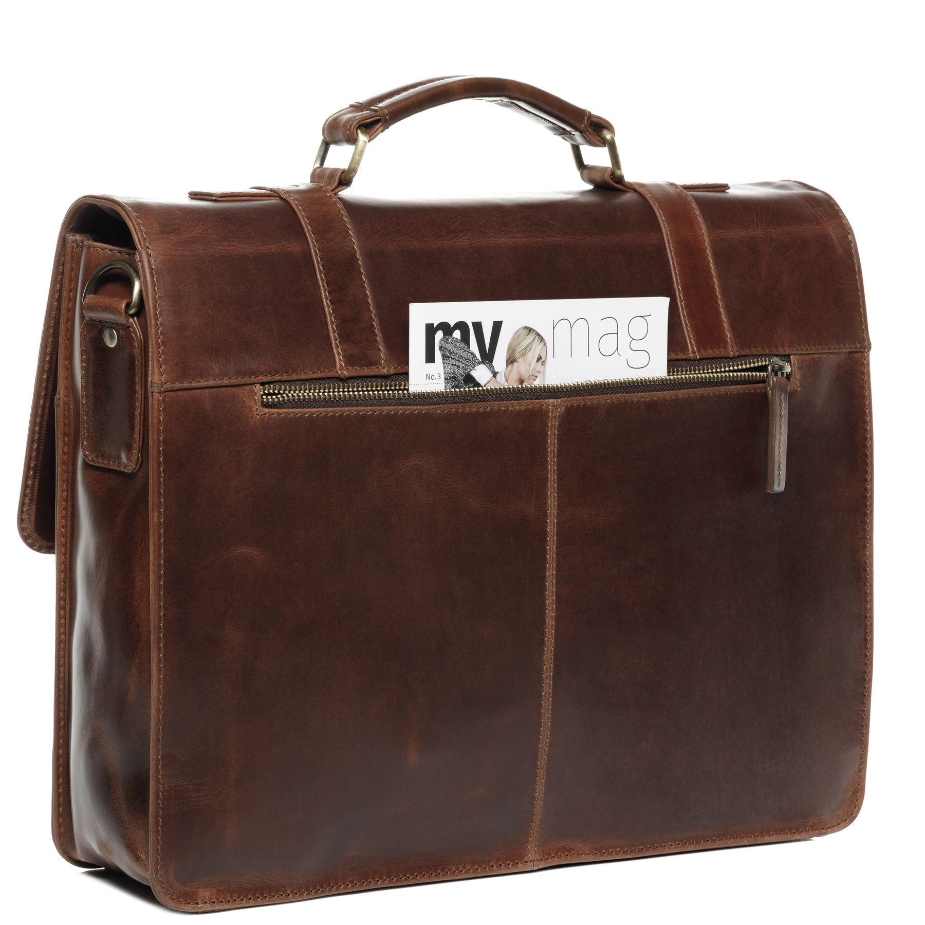 SID & VAIN Aktentasche Leder XL HARVORD braun-cognac 29371