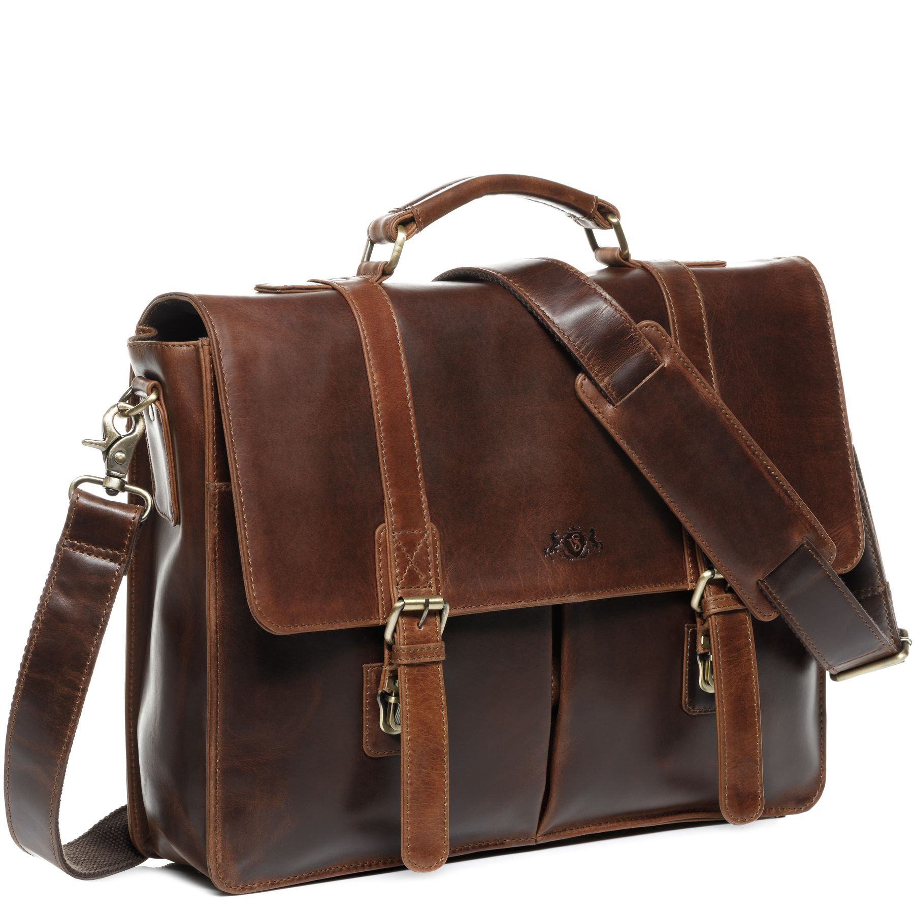 SID & VAIN Aktentasche Leder XL HARVORD braun-cognac 29370