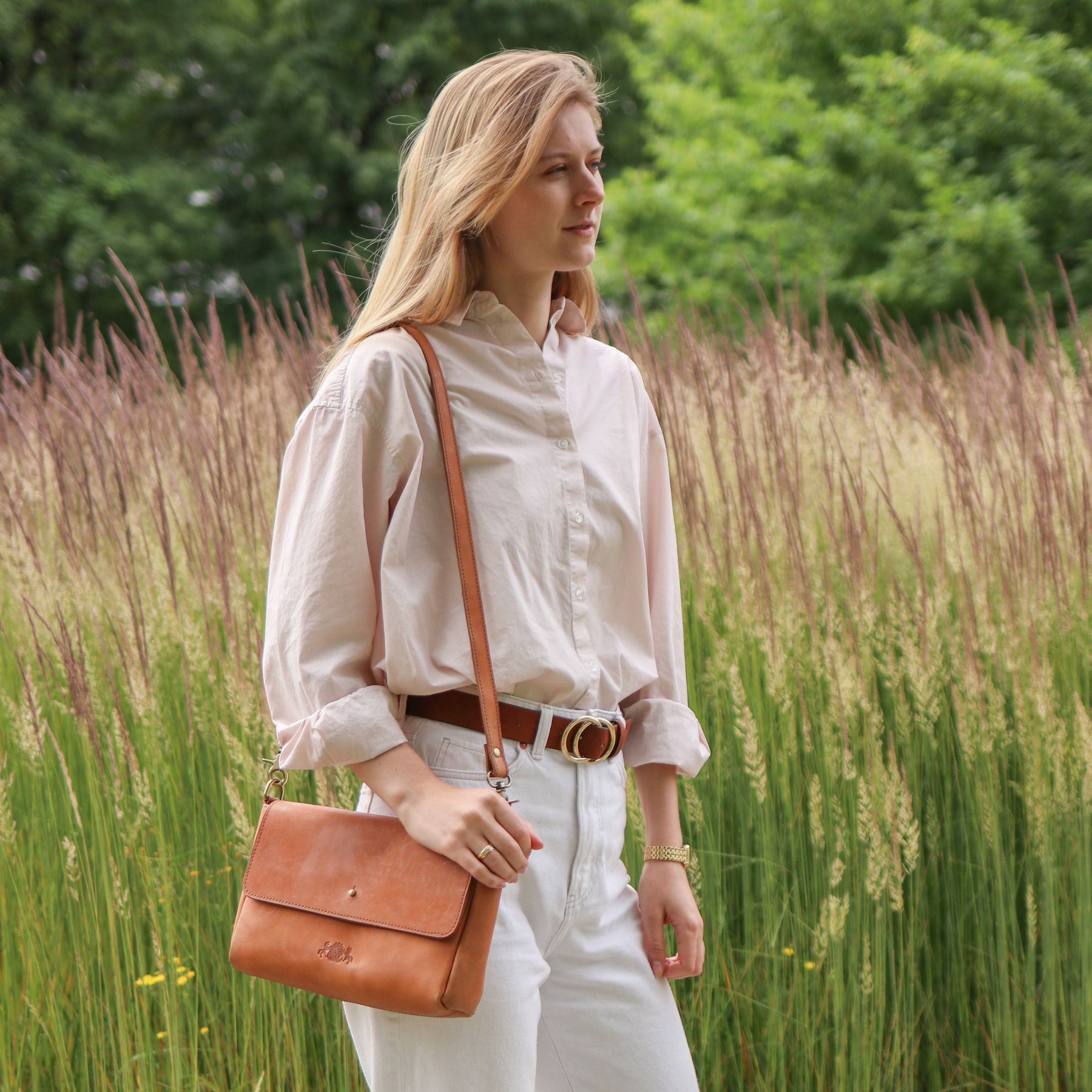 SID & VAIN Schultertasche Leder & Clutch Leder ELSA natural-light-tan 34589