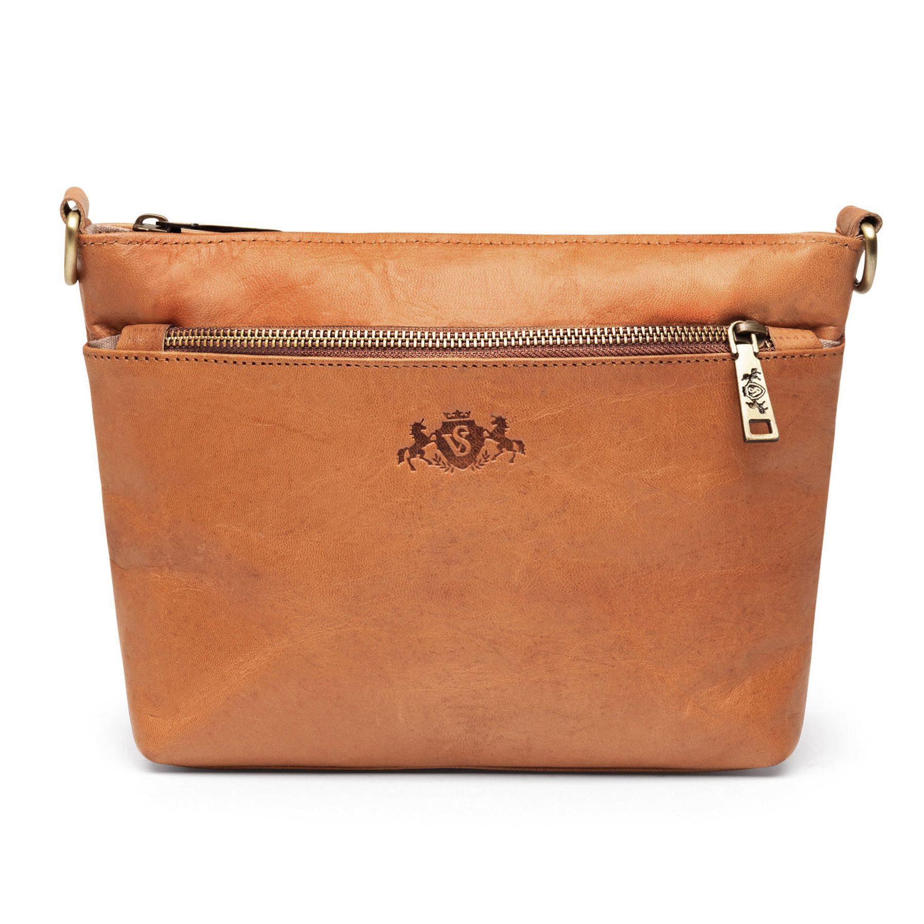 SID & VAIN Crossbody echt Leder Umhängetasche Damen Handtasche hellbraun Ledertasche SAGE 50506