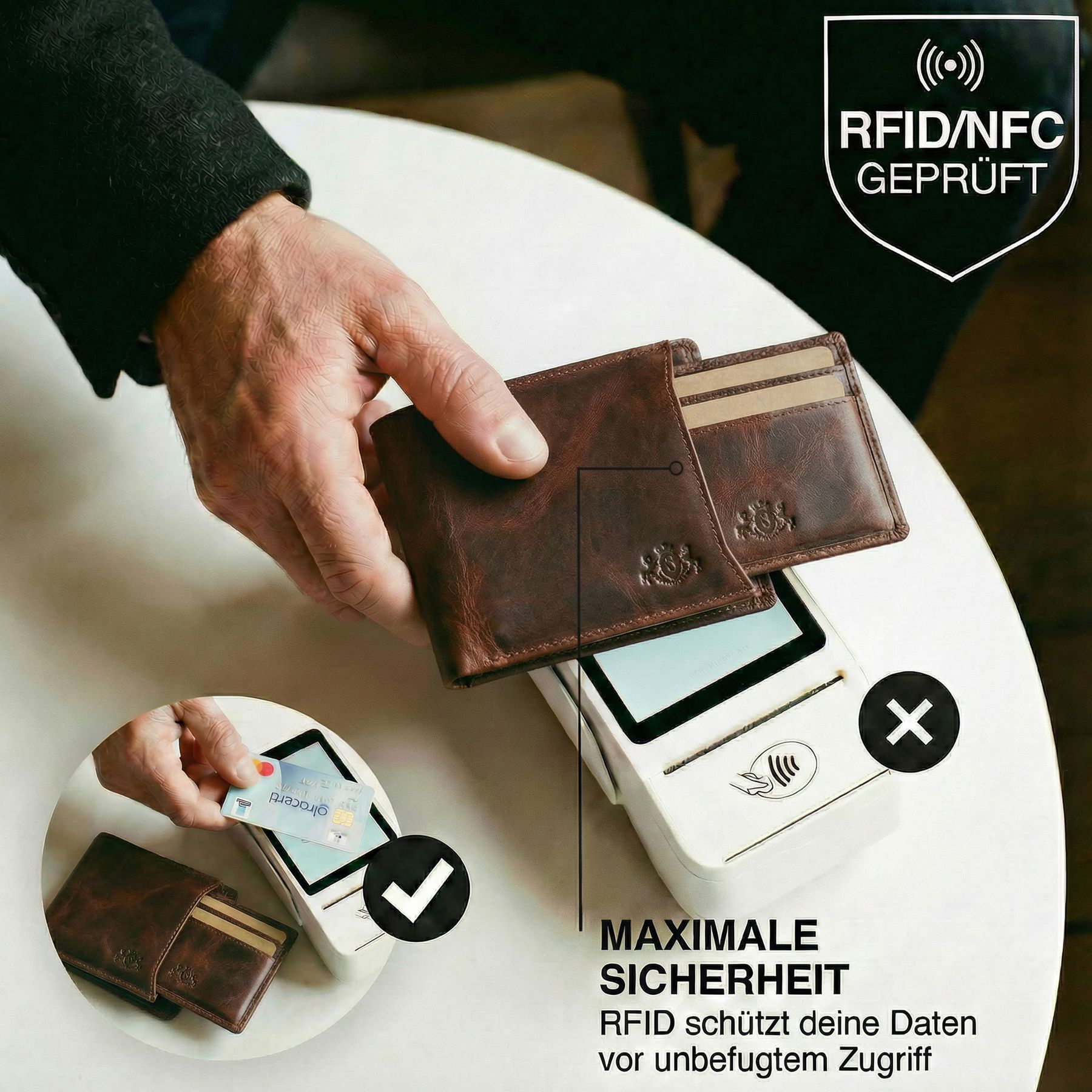 SID & VAIN Wallet Removable Card Holder RFID Protection Genuine Leather Wallet Extra Flat Design Men's Wallet JACOB