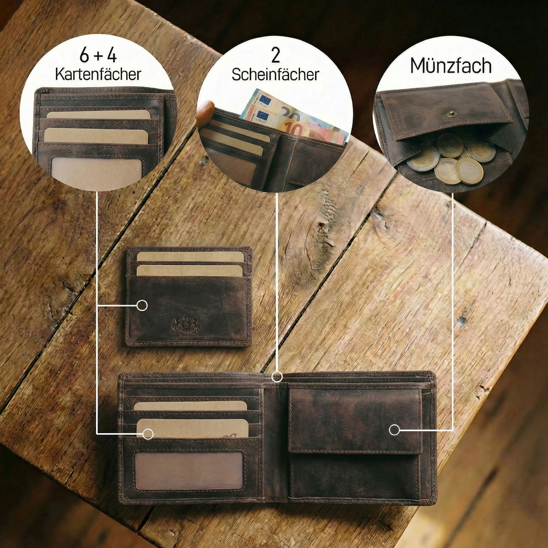 SID & VAIN Wallet Removable Card Holder RFID Protection Genuine Leather Wallet Extra Flat Design Men's Wallet JACOB