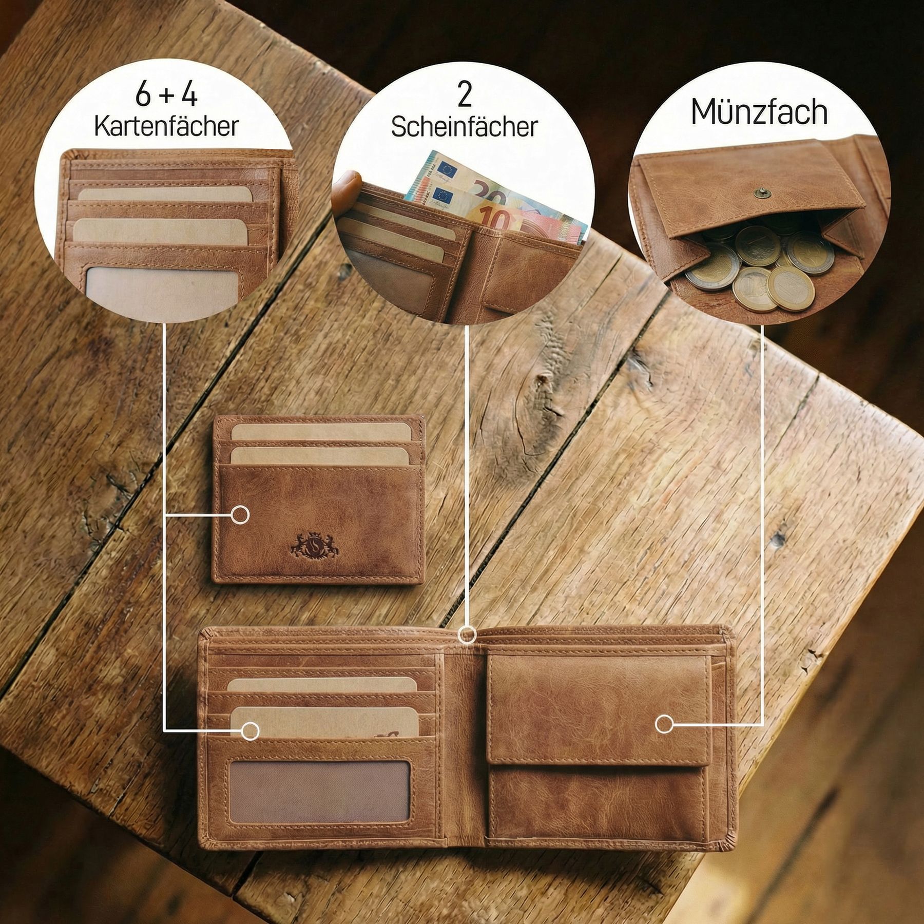 Geldbeutel Leder JACOB Kartenhalter