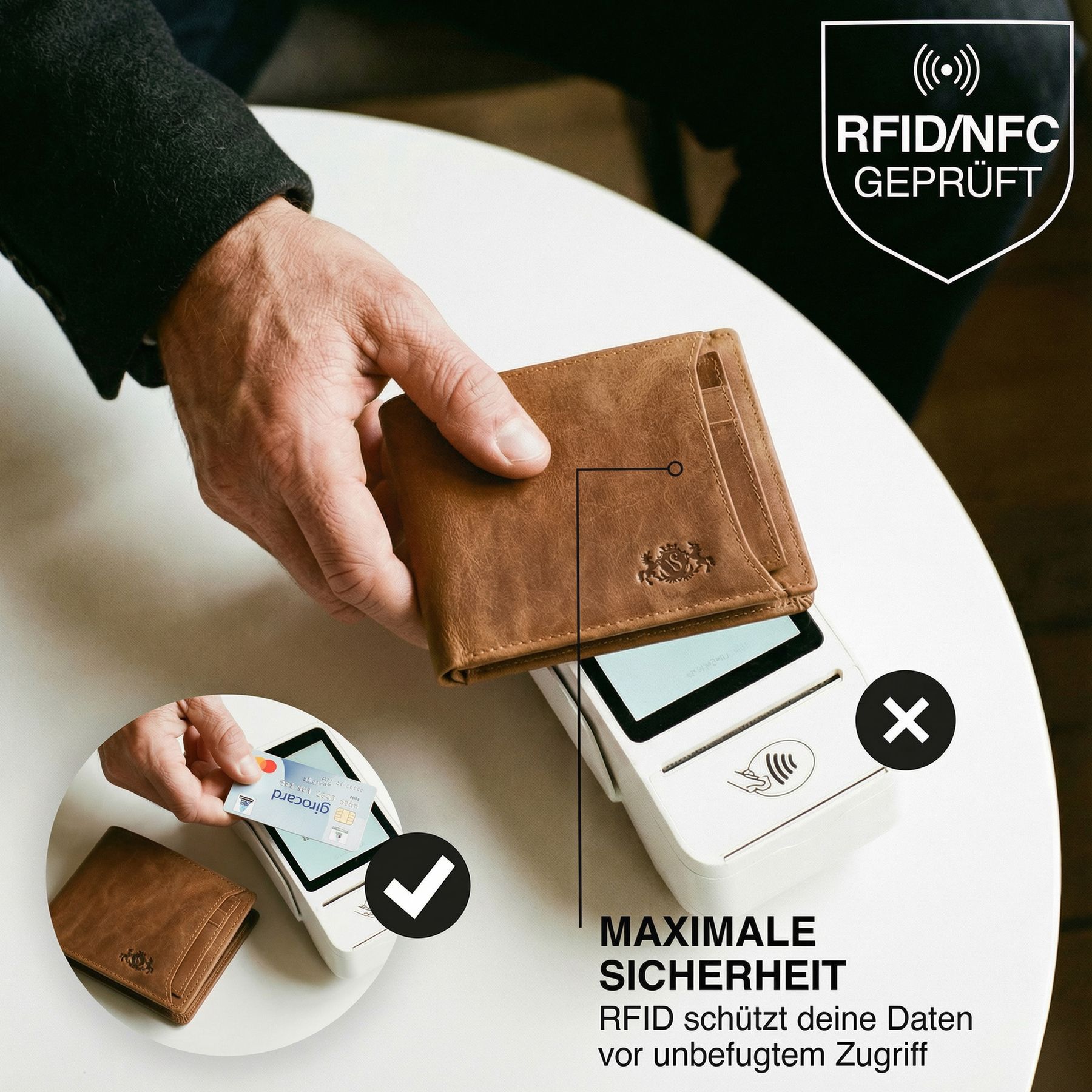 SID & VAIN Wallet Removable Card Holder RFID Protection Genuine Leather Wallet Extra Flat Design Men's Wallet JACOB