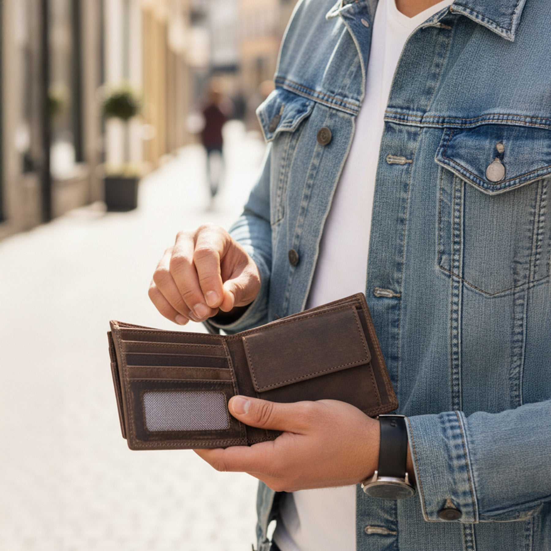 SID & VAIN Geldbeutel herausnehmbaren Karten-Halter RFID Schutz echt Leder Geldbörse extra flaches Design Herren Brieftasche JACOB 50647