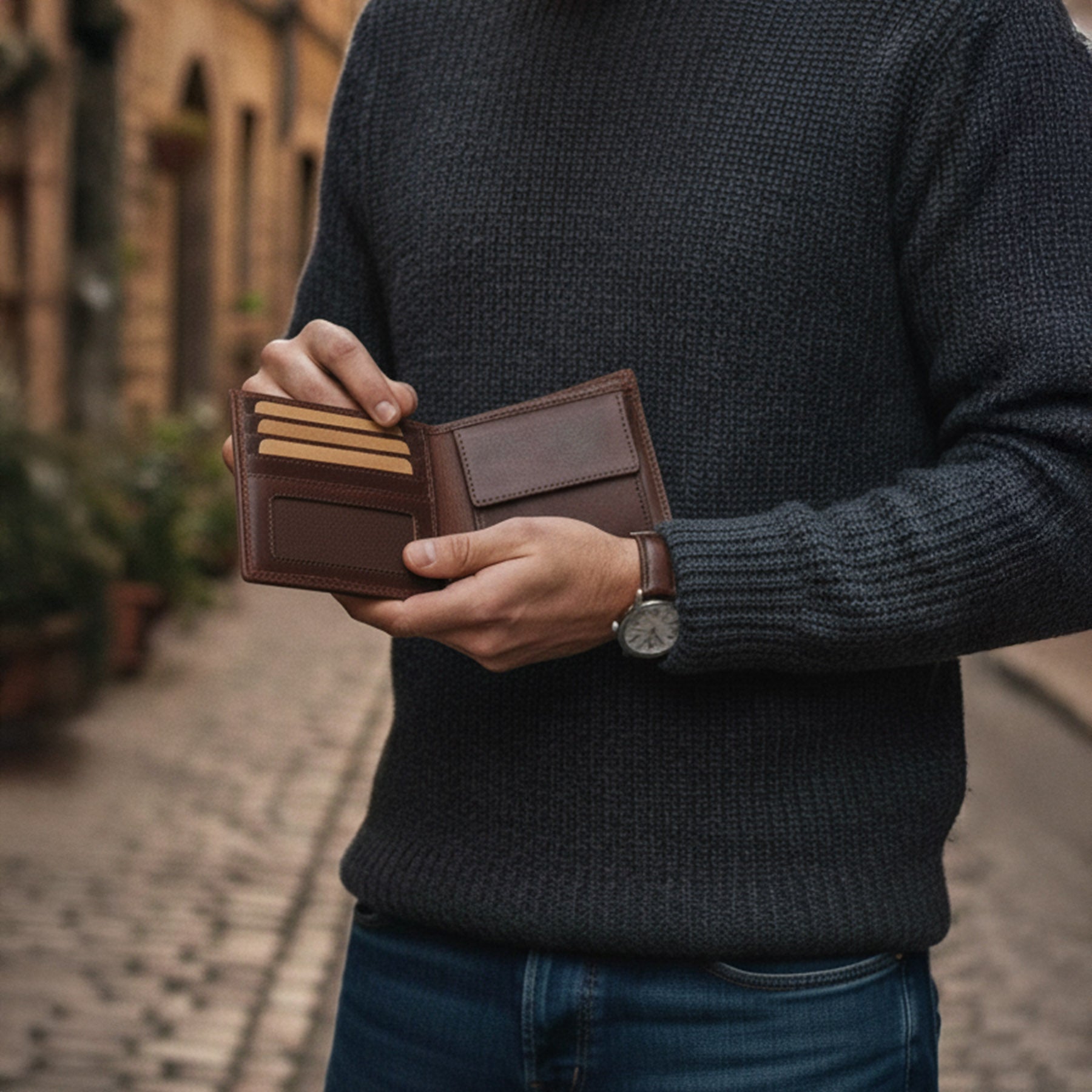 SID & VAIN Geldbeutel herausnehmbaren Karten-Halter RFID Schutz echt Leder Geldbörse extra flaches Design Herren Brieftasche JACOB 50645