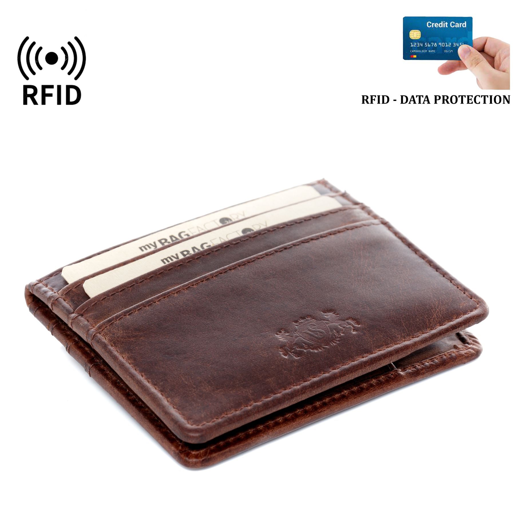 SID & VAIN Kartenetui Leder EARNEST braun hellbraun schwarz 36786