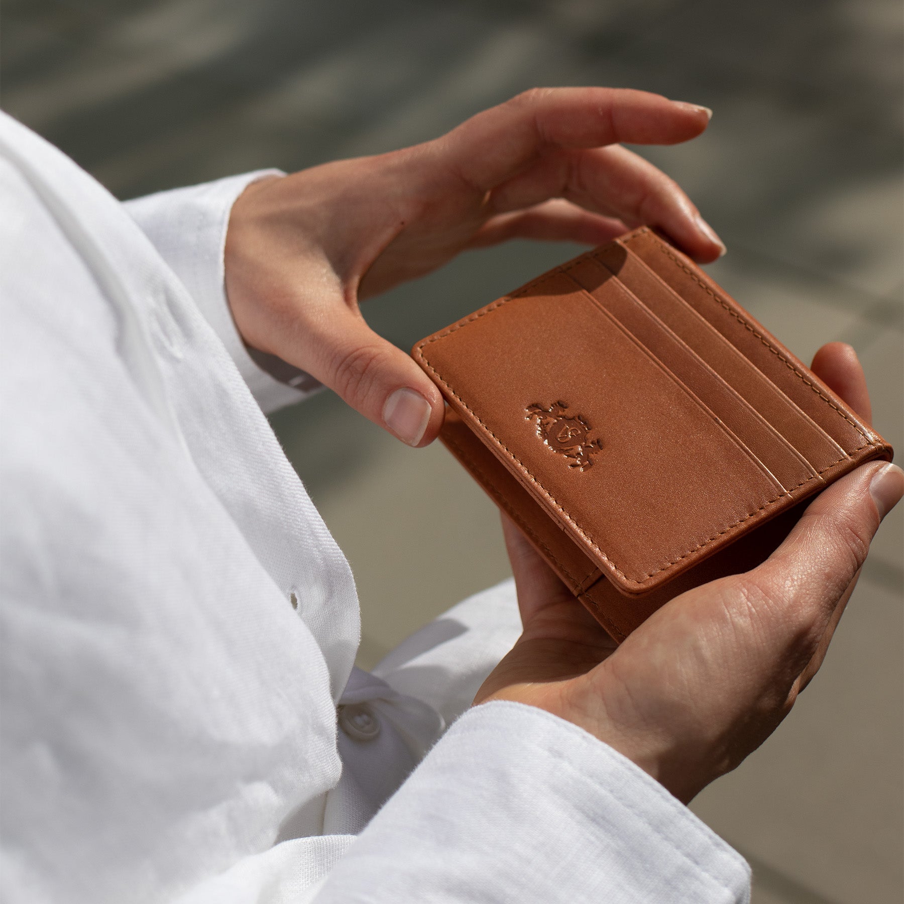 SID & VAIN Kartenetui Leder EARNEST braun hellbraun schwarz 39186