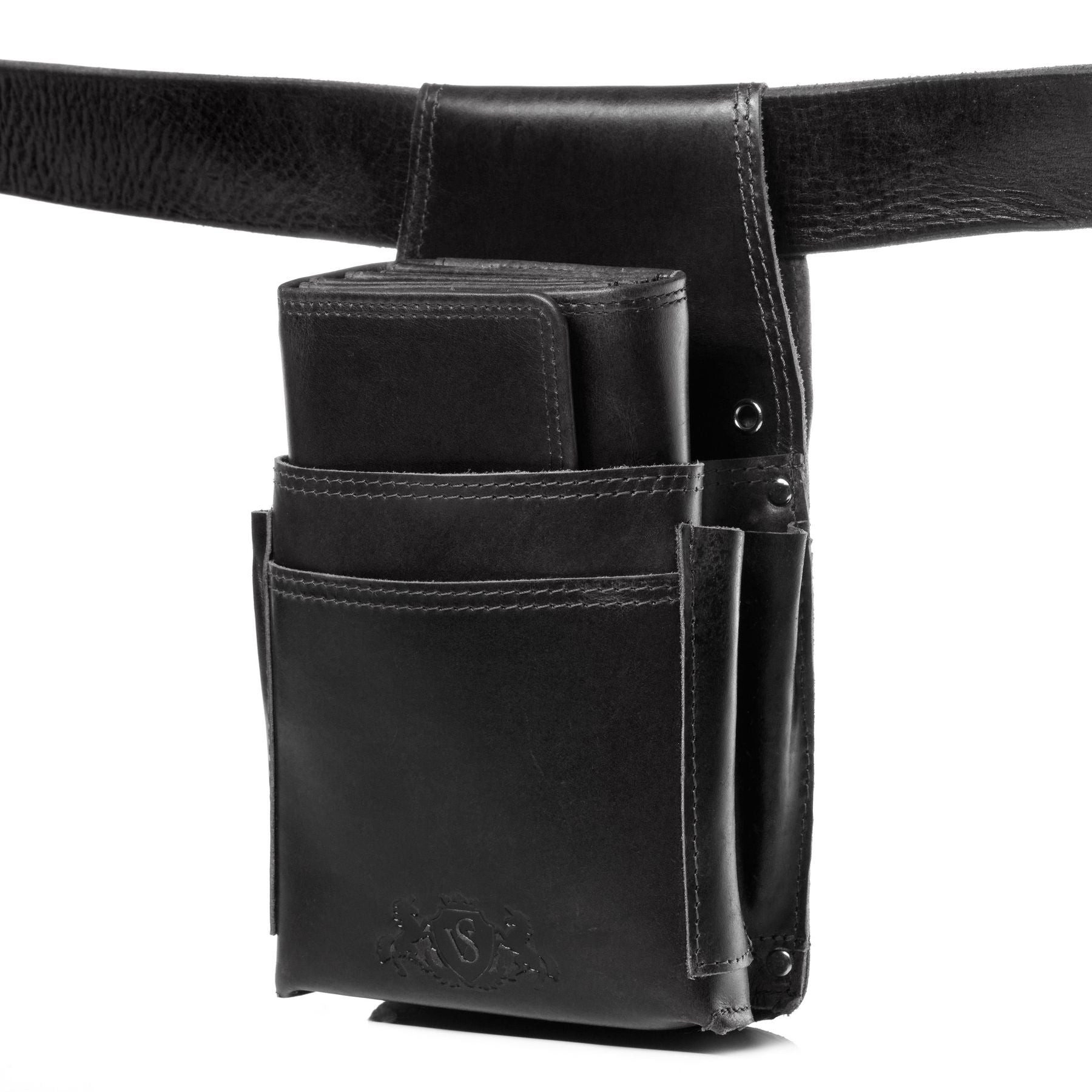 SID & VAIN Kellner Geldbeutel und Holster Leder ABERDEEN combi-schwarz 33638