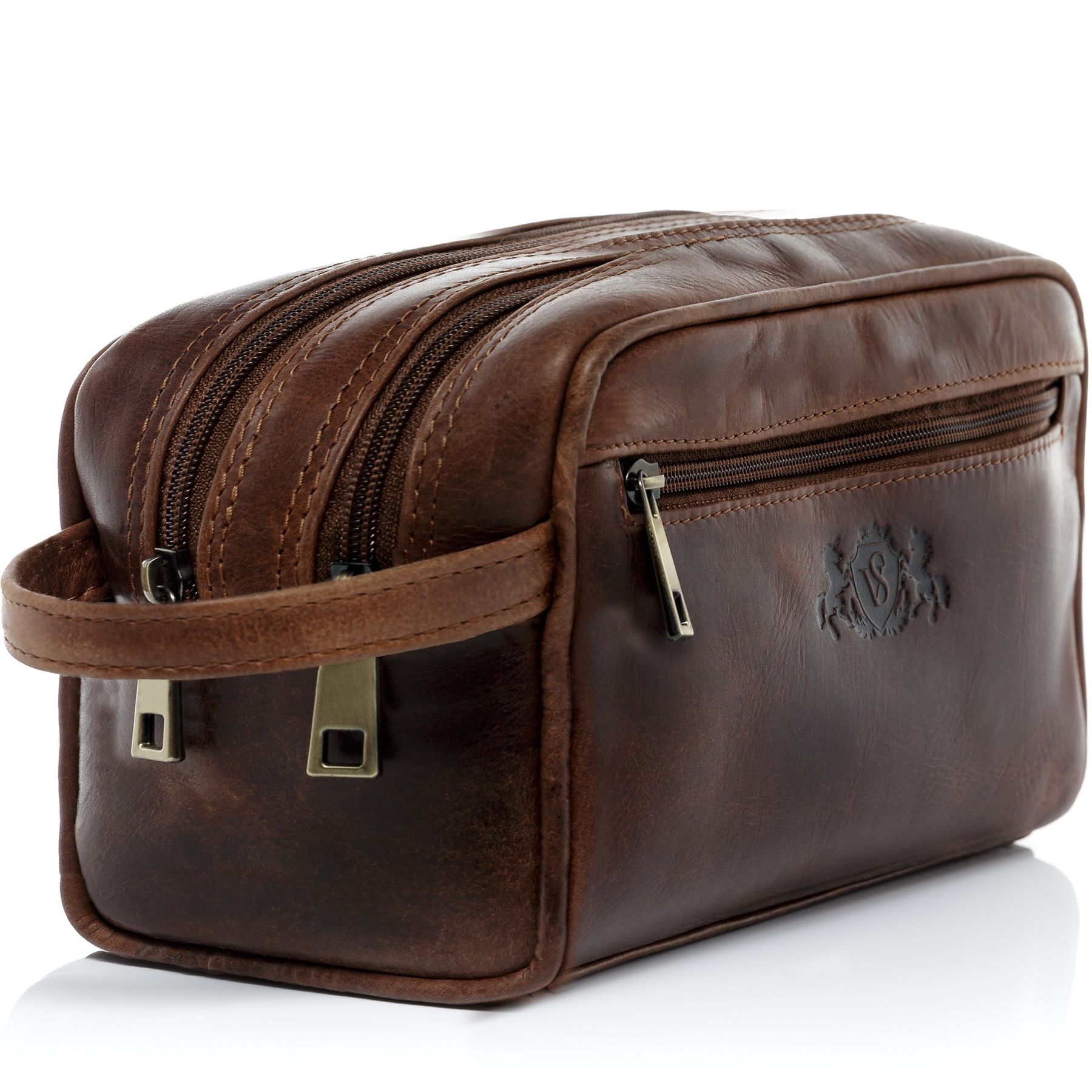 SID & VAIN Kulturbeutel Leder GATWICK braun-cognac 33418