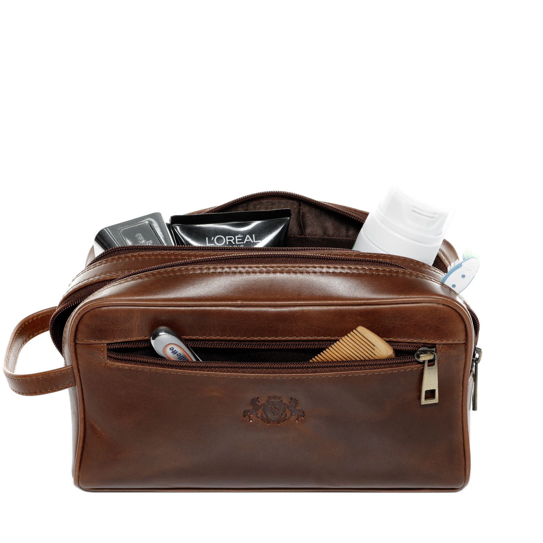 SID & VAIN Kulturbeutel Leder GATWICK light-brown 27553