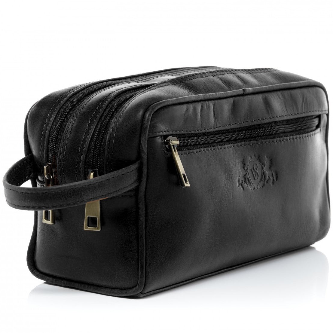 SID & VAIN Large Toiletry Bag for Men Made of Genuine Leather, Large Toiletry Bag Dexter Toiletry Bag, Leather Wash Bag for Men and Women, Brown