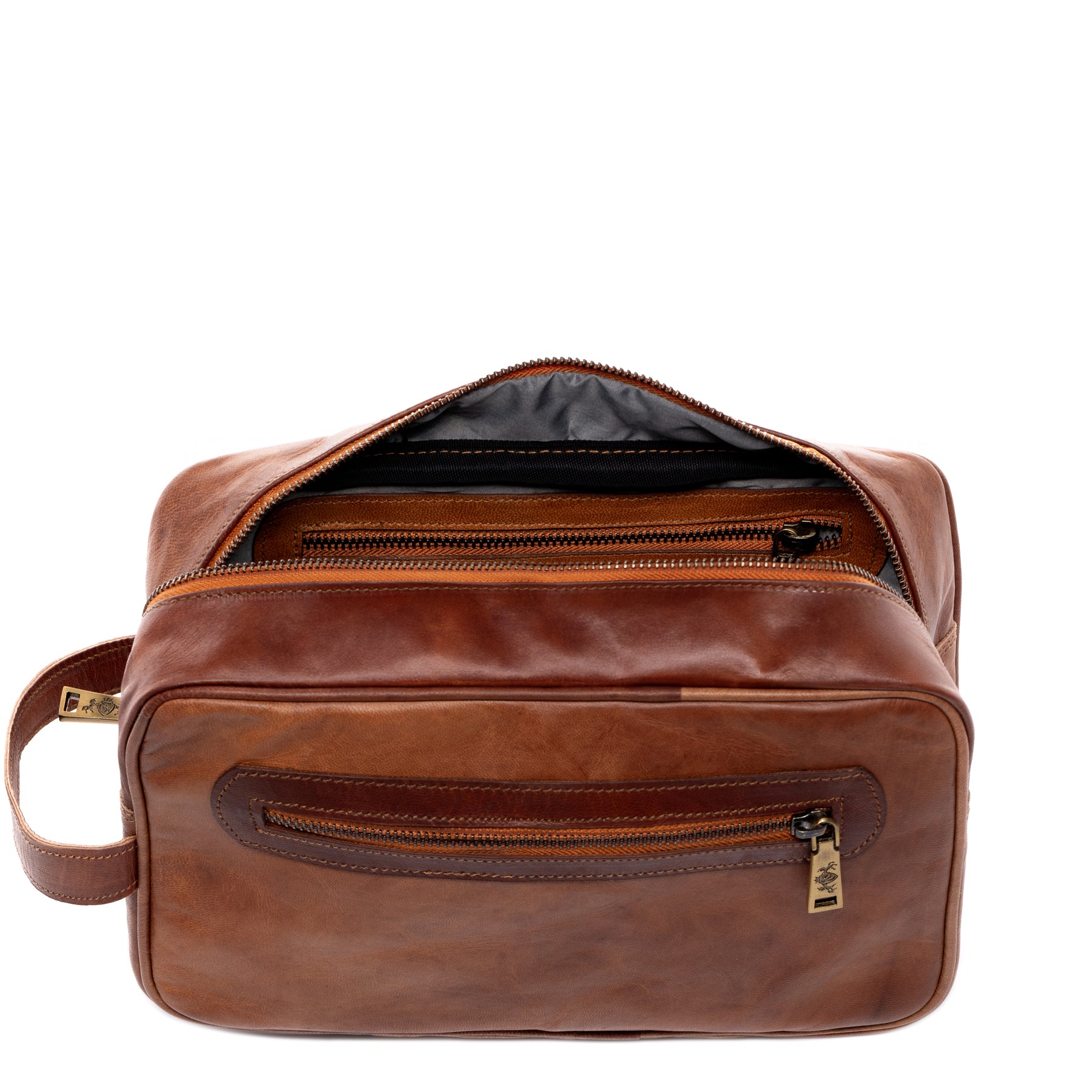 SID & VAIN Kulturtasche Leder JOSH hellbraun Kulturbeutel 43840