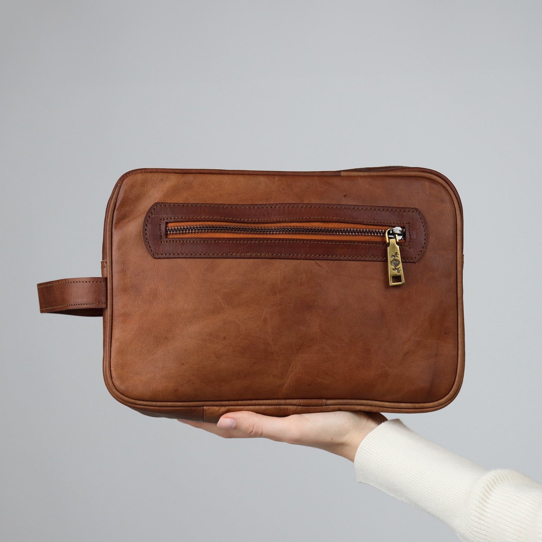 SID & VAIN Kulturtasche Leder JOSH hellbraun Kulturbeutel 43843