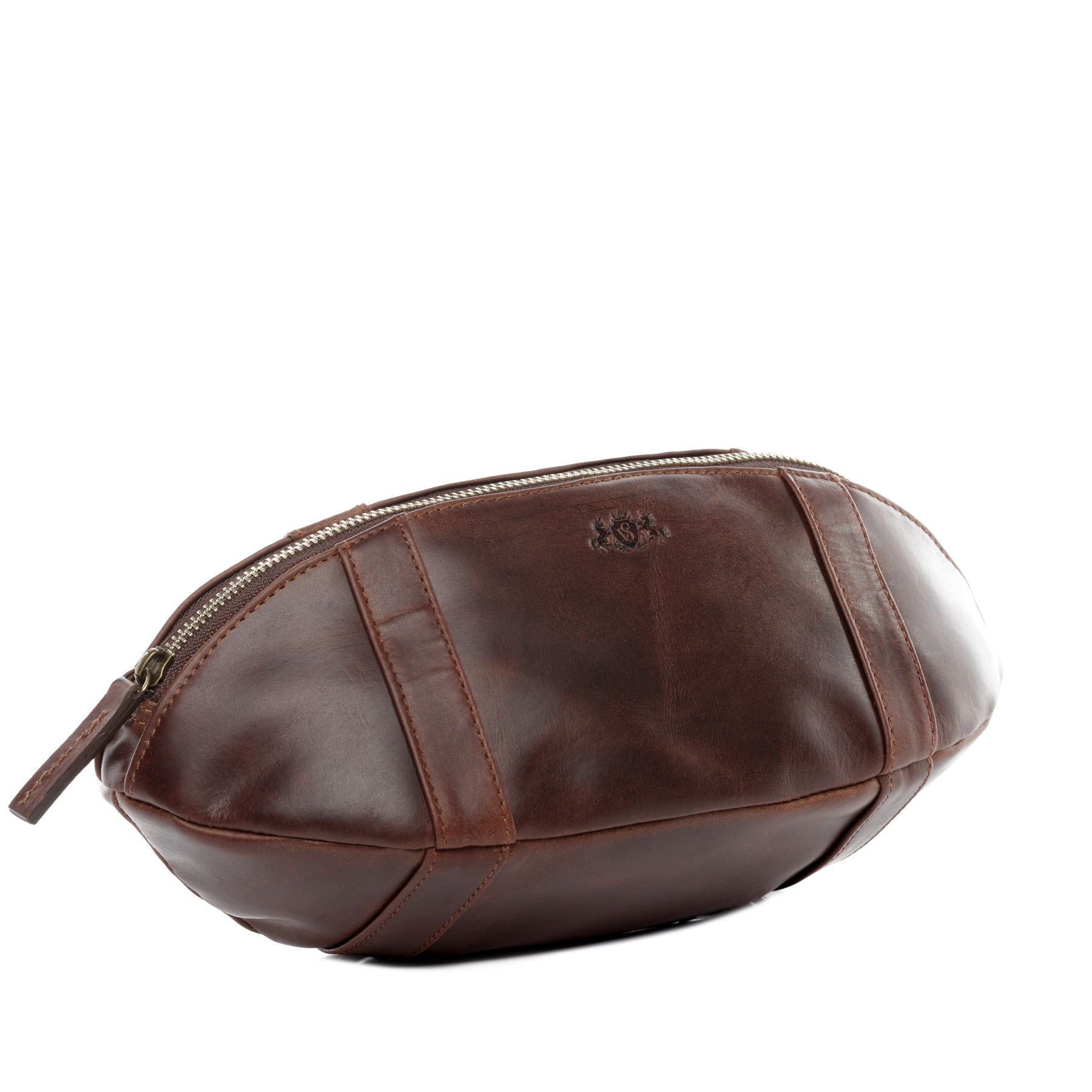SID & VAIN Kulturbeutel Leder-football ISAAC braun-cognac 21030