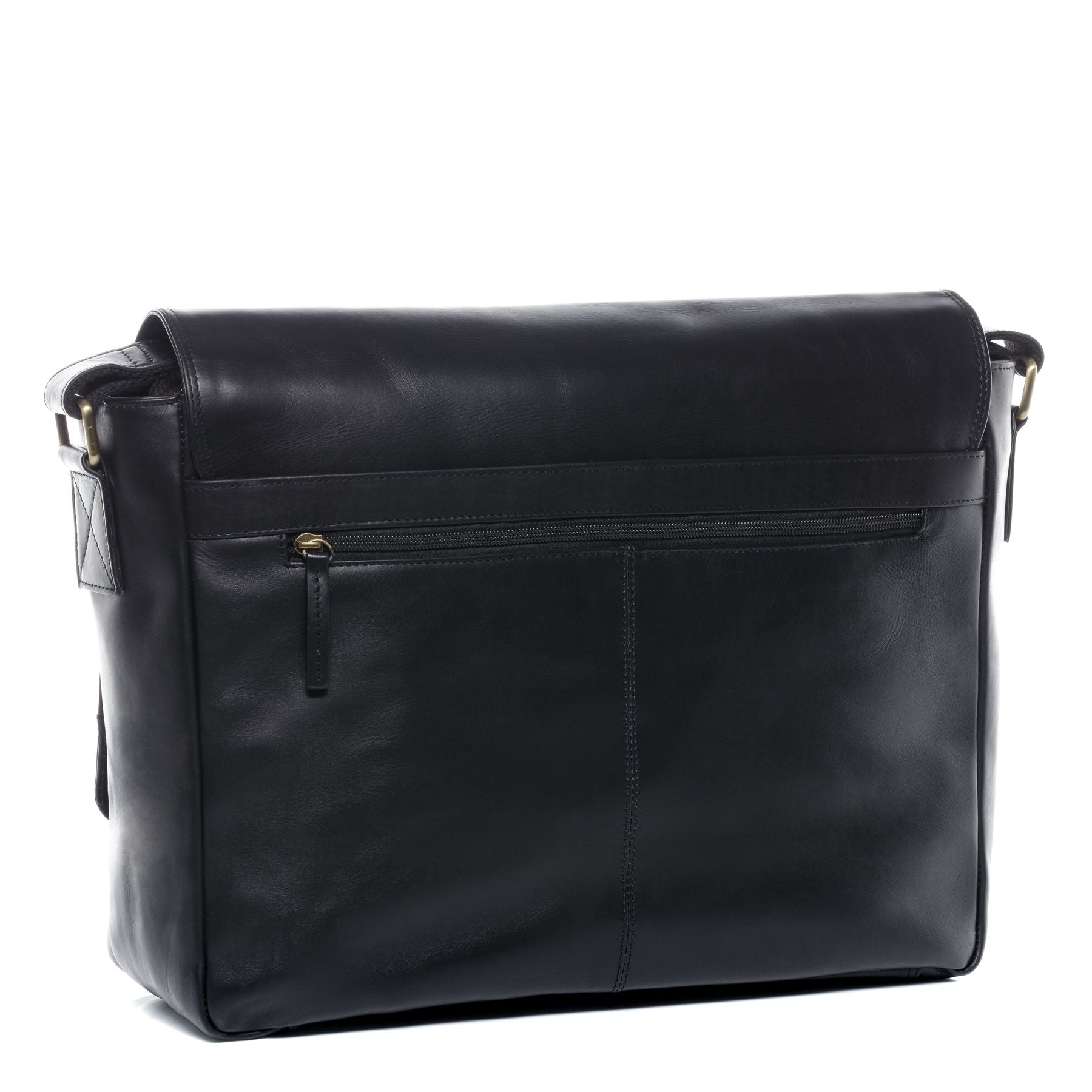 SID & VAIN Laptoptasche Leder Messenger Bag Leder SPENCER schwarz 20561