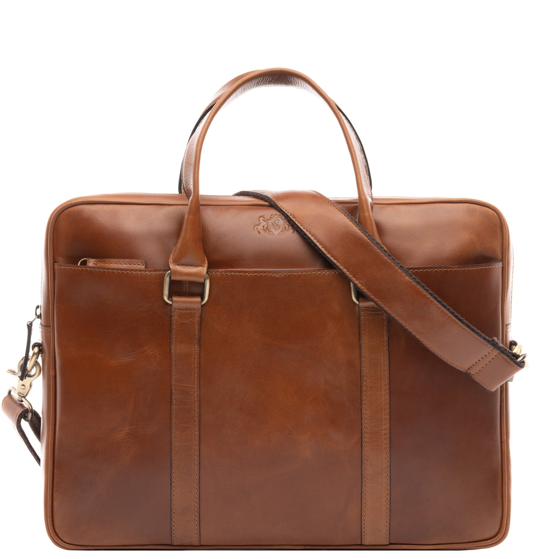 SID & VAIN Laptoptasche Leder BRADY hellbraun Businesstasche 1