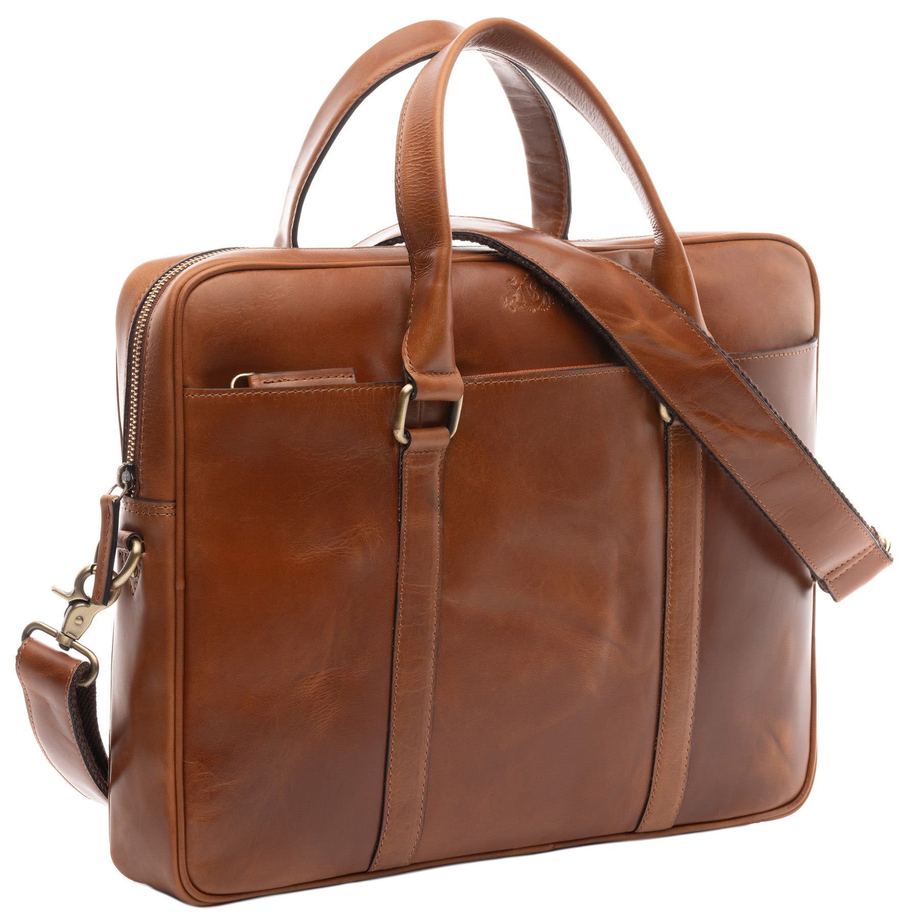 SID & VAIN Laptoptasche Leder BRADY hellbraun Businesstasche 5