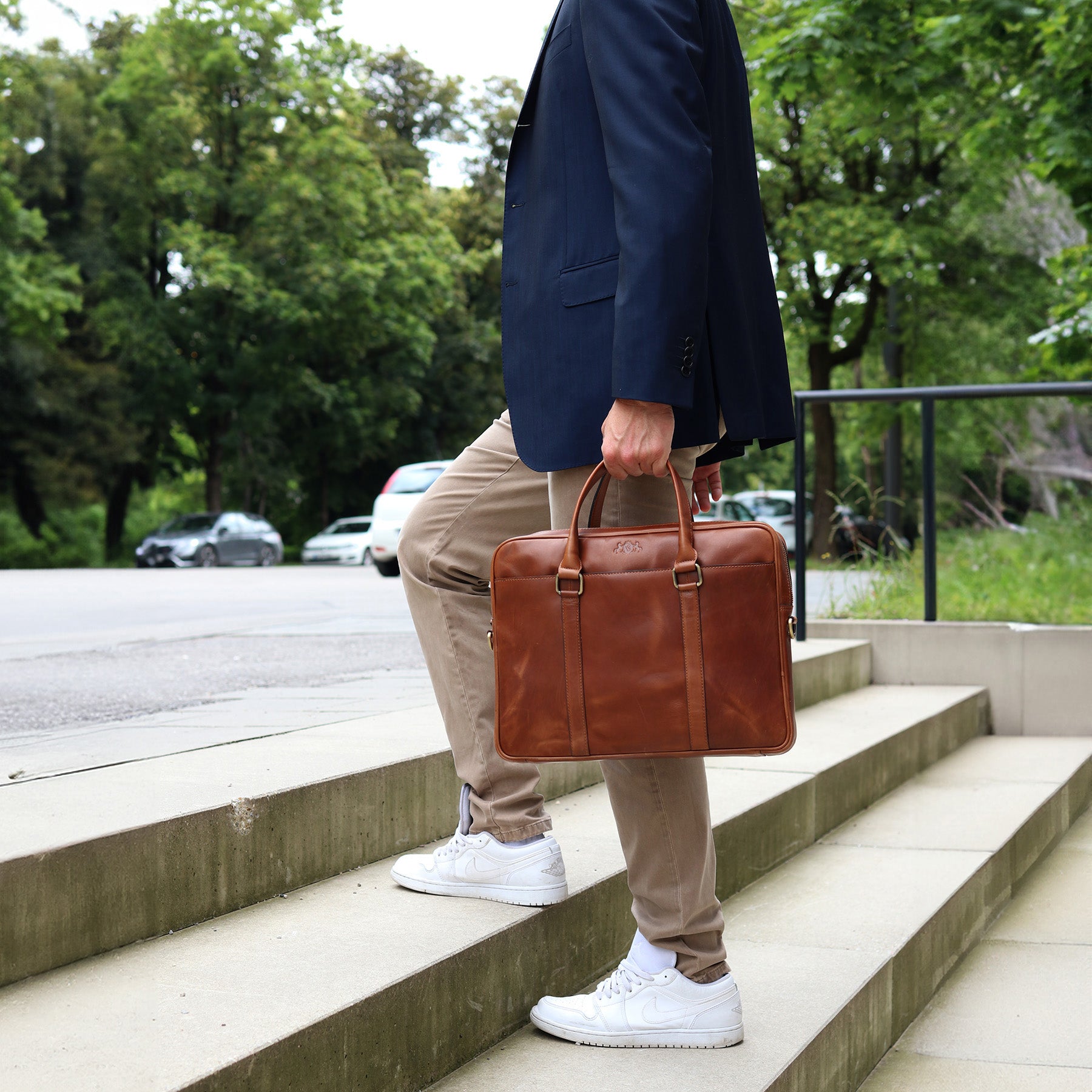 SID & VAIN Laptoptasche Leder BRADY hellbraun Businesstasche 45986