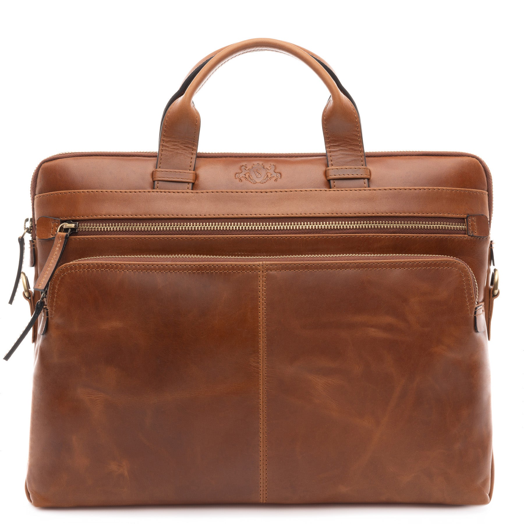 SID & VAIN Laptoptasche Leder CARSON braun Businesstasche 45691