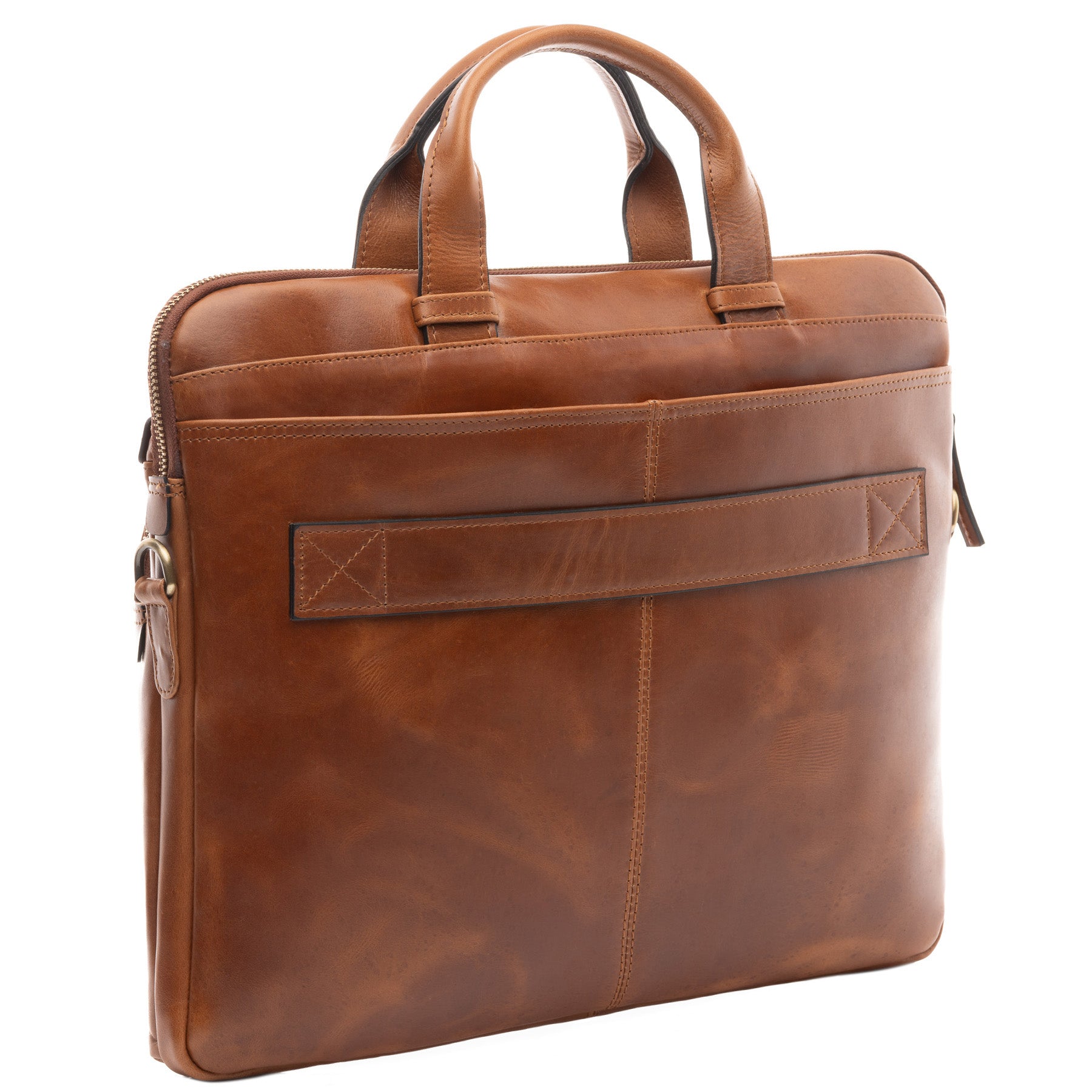 SID & VAIN Laptoptasche Leder CARSON braun Businesstasche 45689
