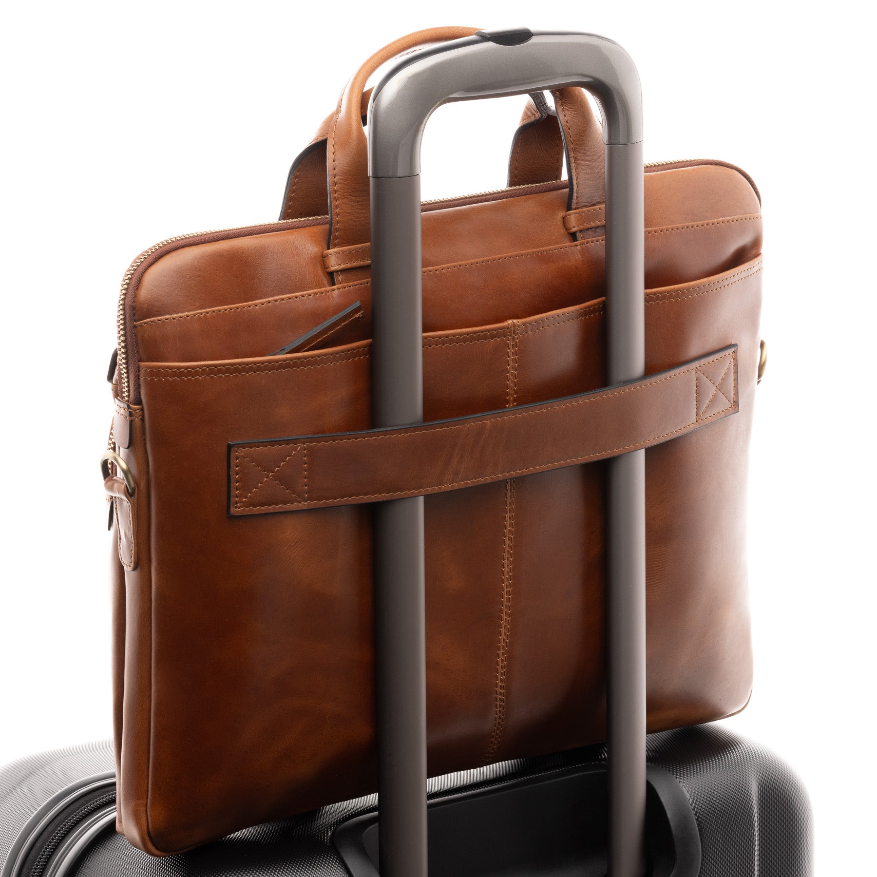 SID & VAIN Laptoptasche Leder CARSON braun Businesstasche 45690