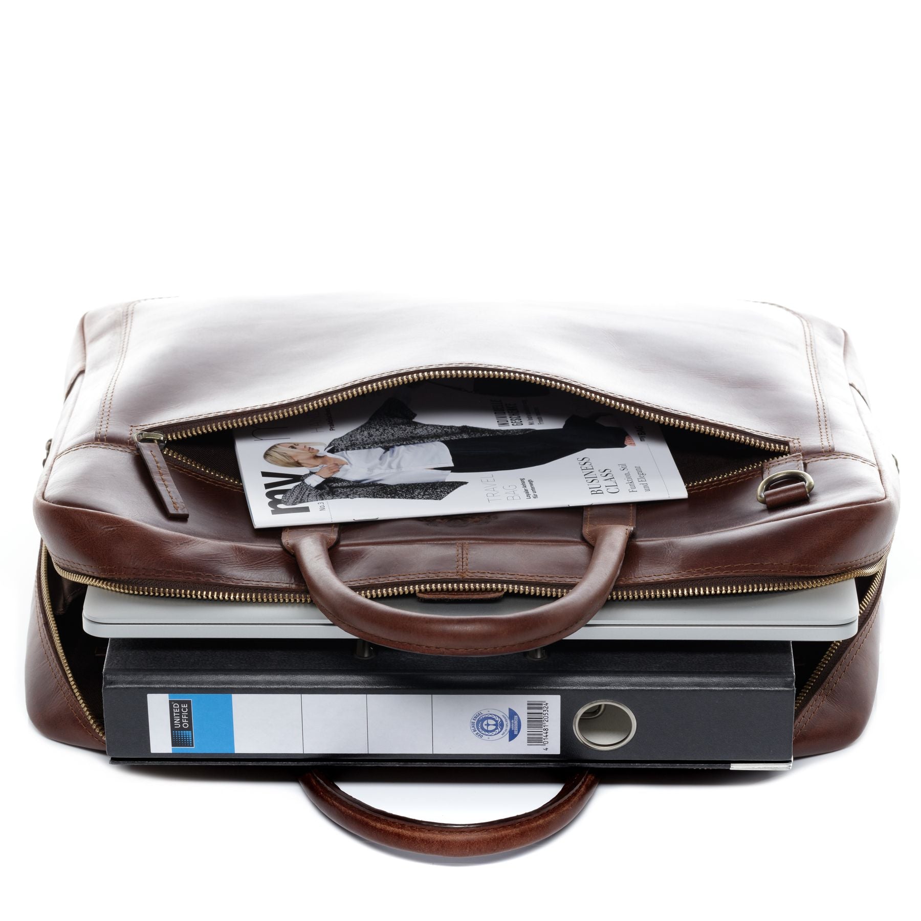 SID & VAIN Laptoptasche Leder DIXON braun-cognac 19684