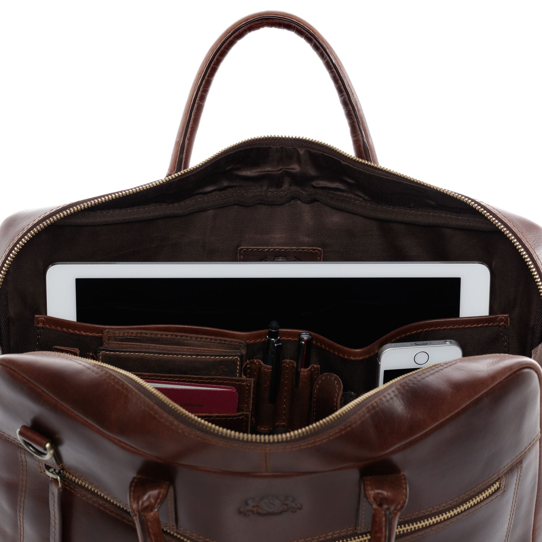 SID & VAIN Laptoptasche Leder DIXON braun-cognac 19685