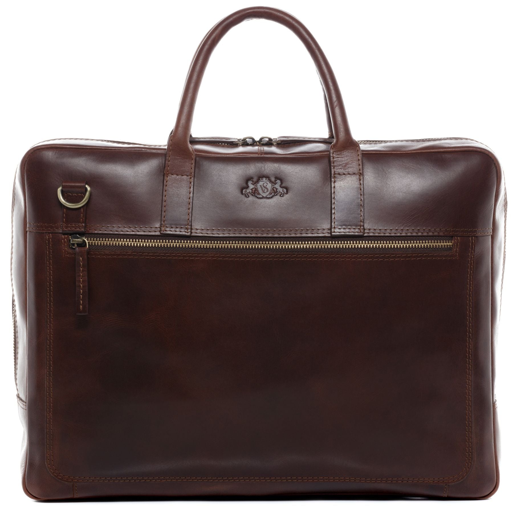 SID & VAIN Laptoptas smal Boston van premium leer I zakelijke tas groot