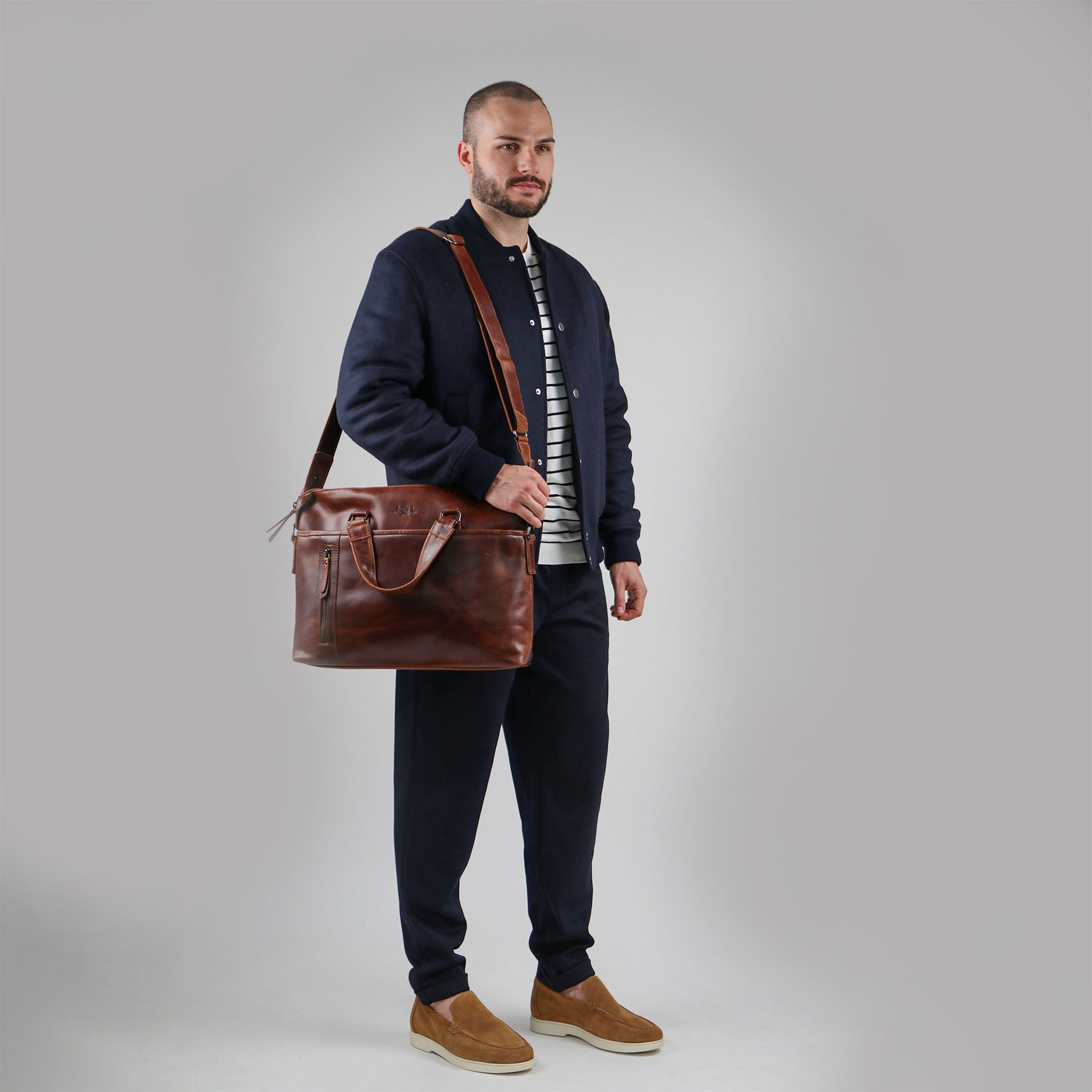 SID & VAIN Laptoptasche Leder LONDON braun-cognac 39386