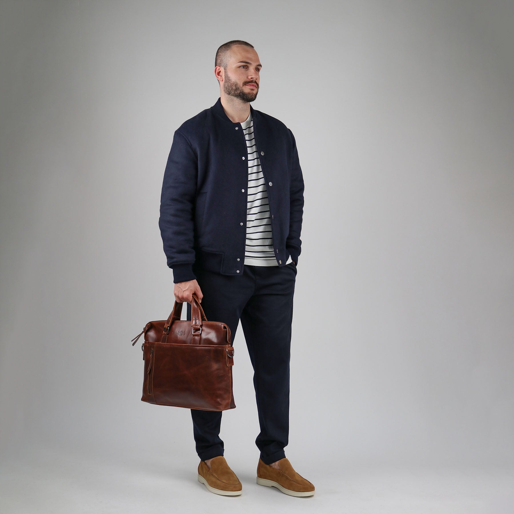 SID & VAIN Laptoptasche Leder LONDON braun-cognac 39387