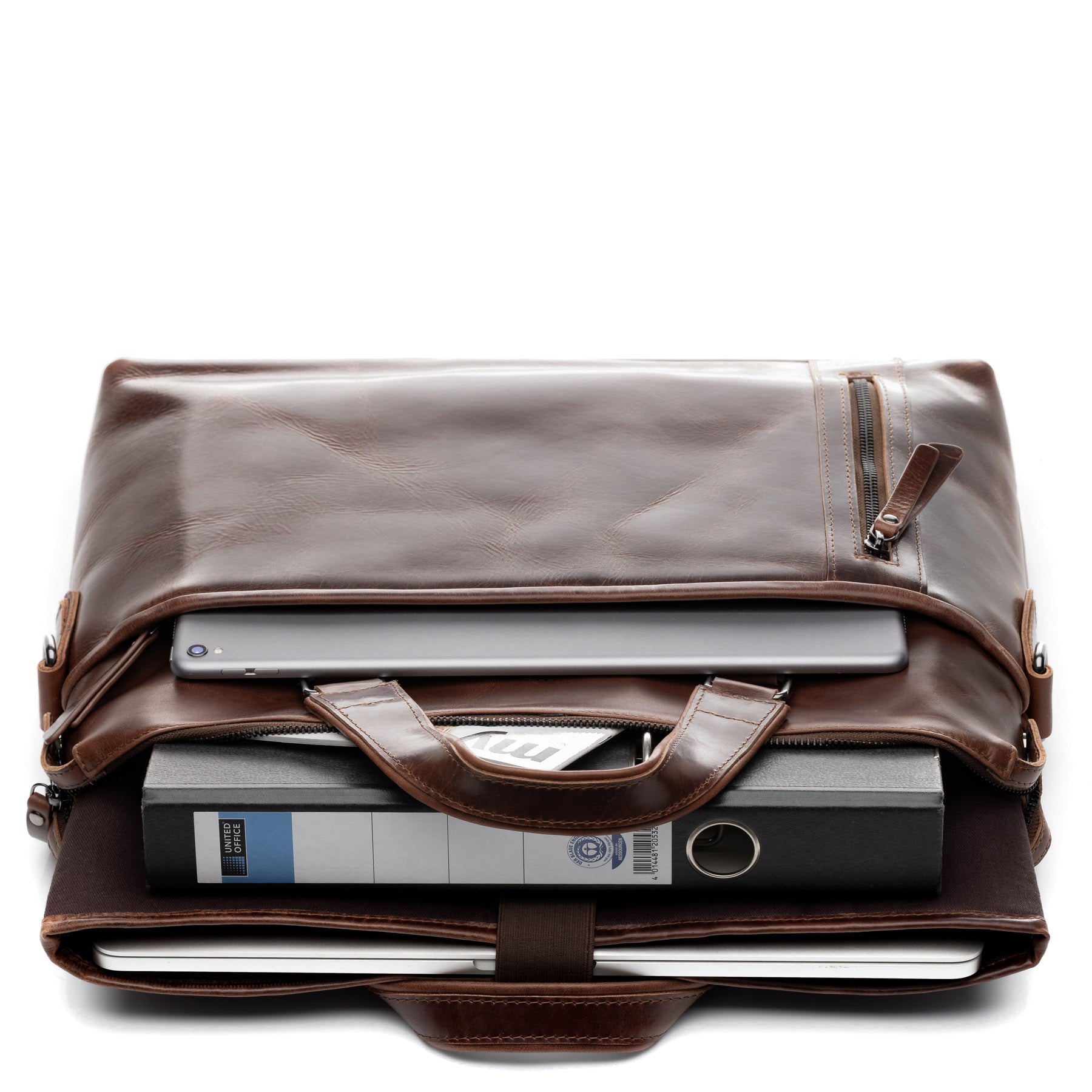 SID & VAIN Laptoptasche Leder LONDON braun-cognac 39084