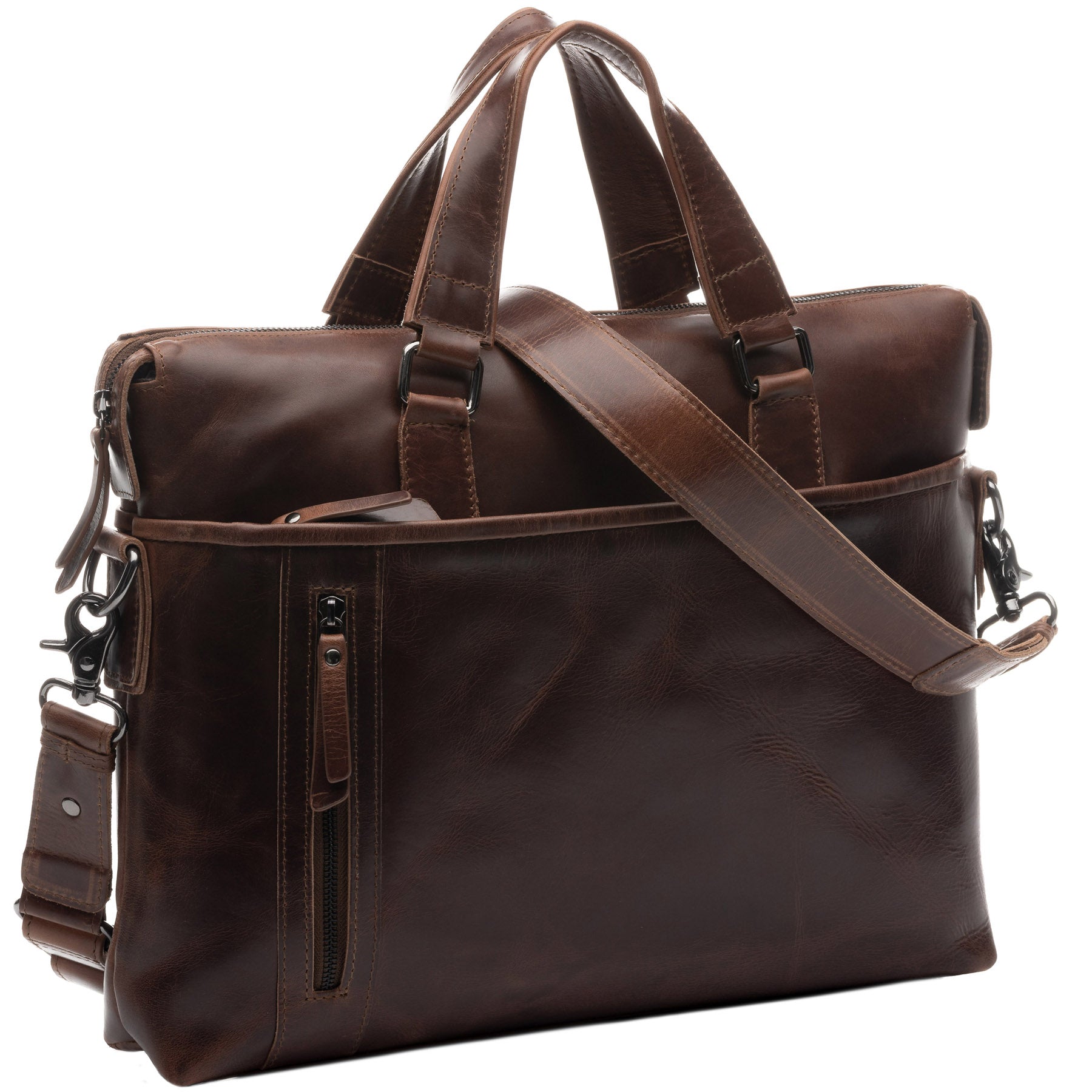 SID & VAIN Laptoptasche Leder LONDON braun-cognac 39089