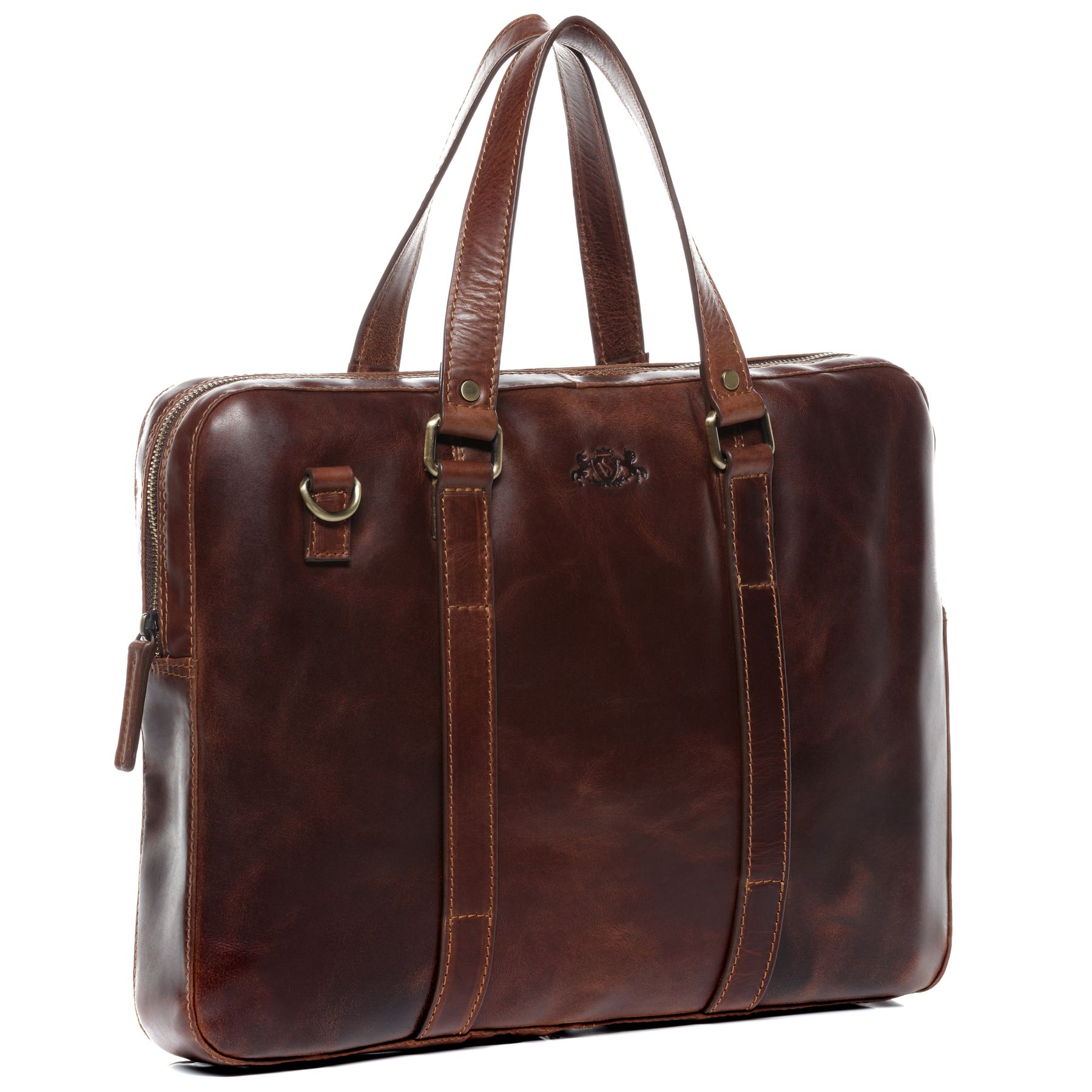 SID & VAIN Laptoptasche Leder Slim Maguire braun-cognac 24052